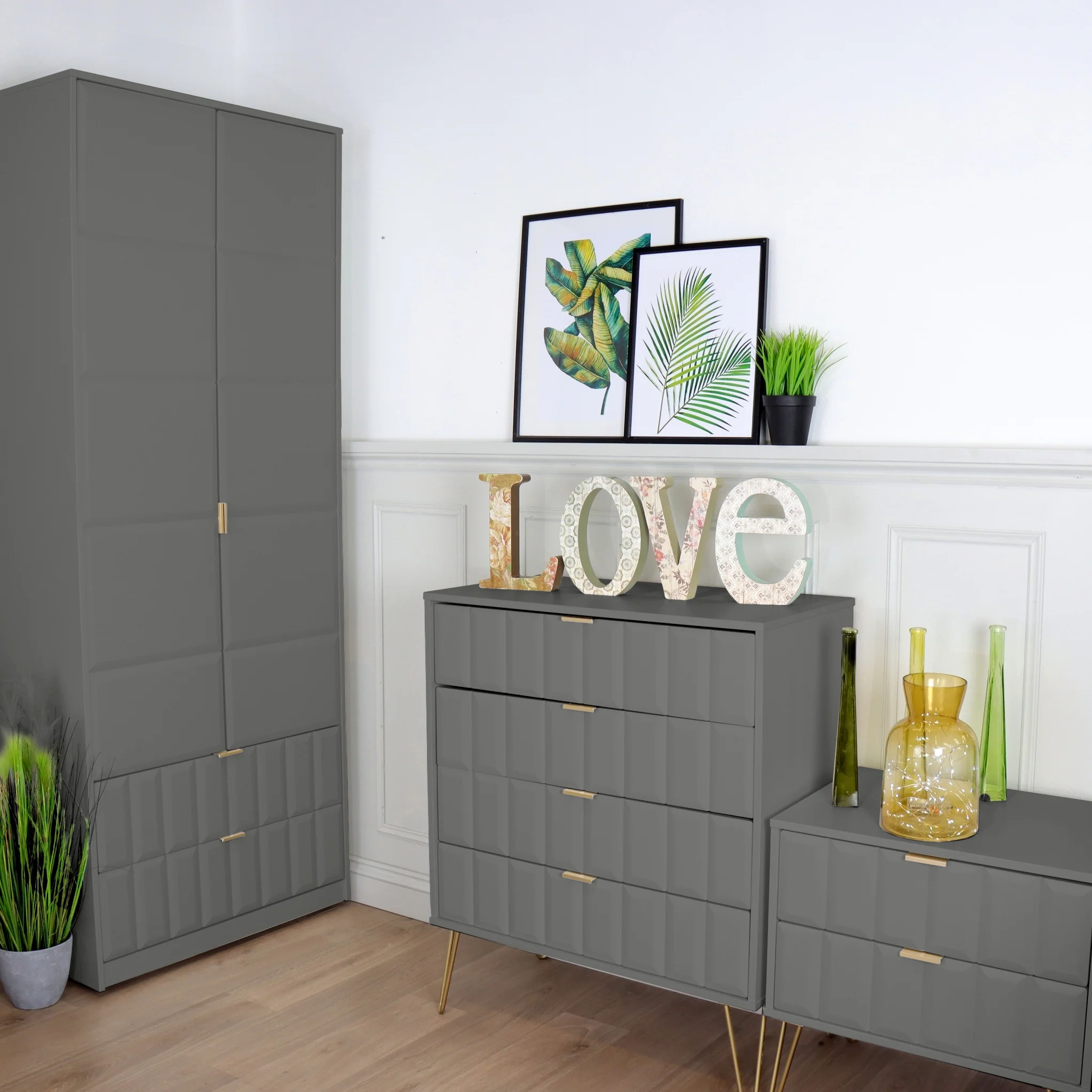 Harlow 2 Drawer Utility Chest with Gold Hairpin Legs - Image 2