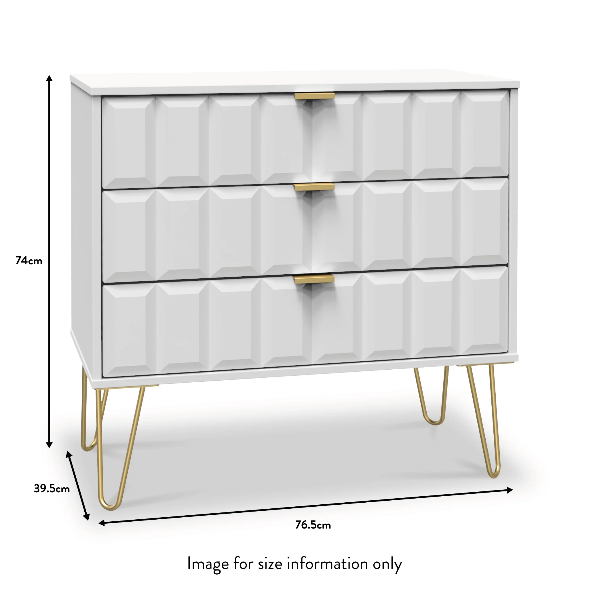 Harlow 3 Drawer Chest with Gold Hairpin Legs - Image 13