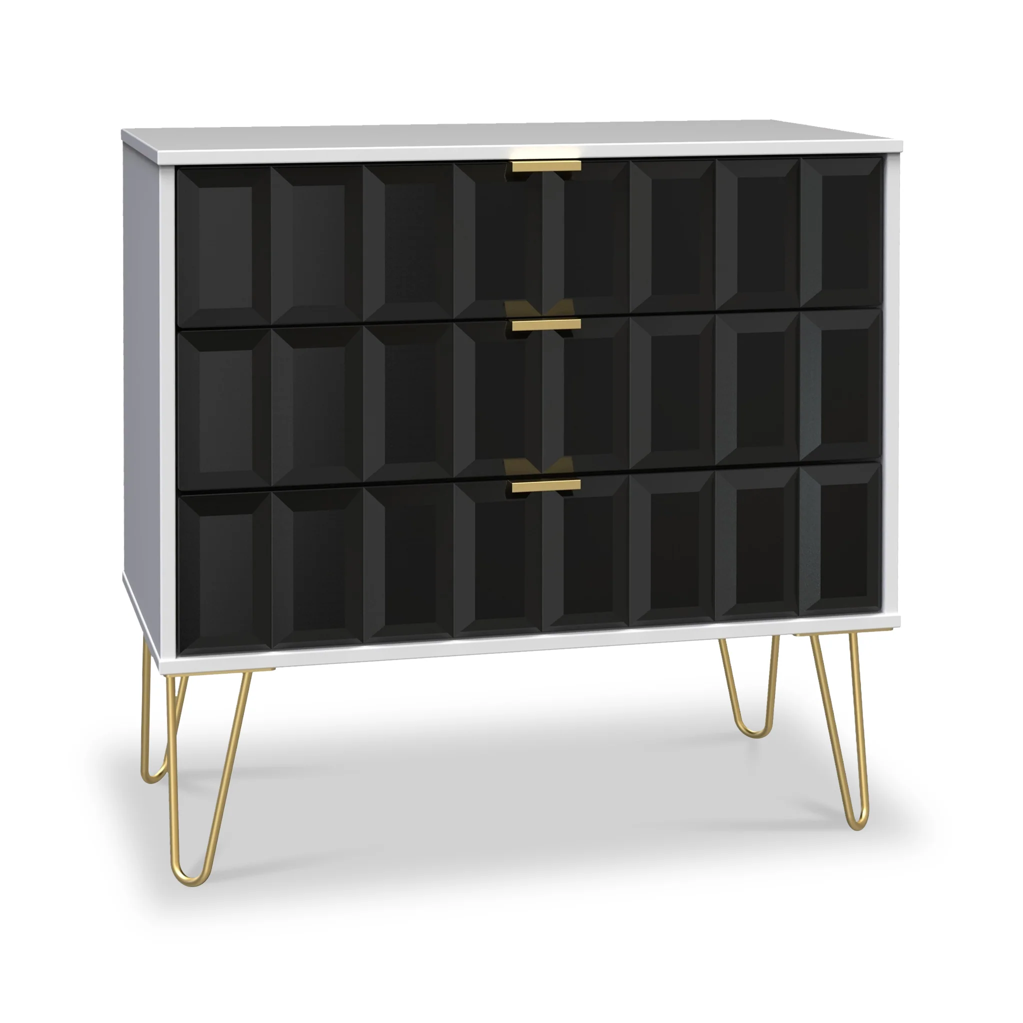 Harlow 3 Drawer Chest with Gold Hairpin Legs - Image 4