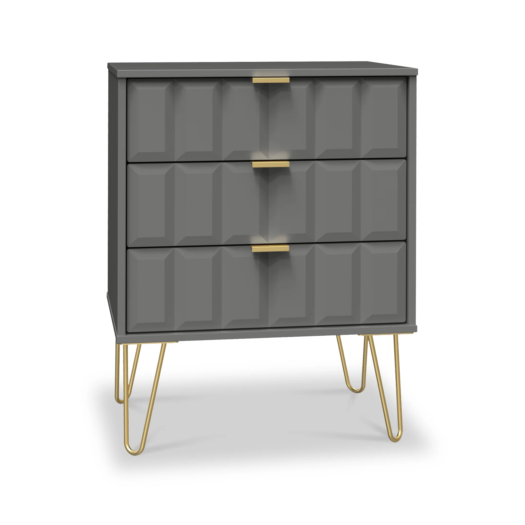 Harlow 3 Drawer Midi Sideboard with Gold Hairpin Legs
