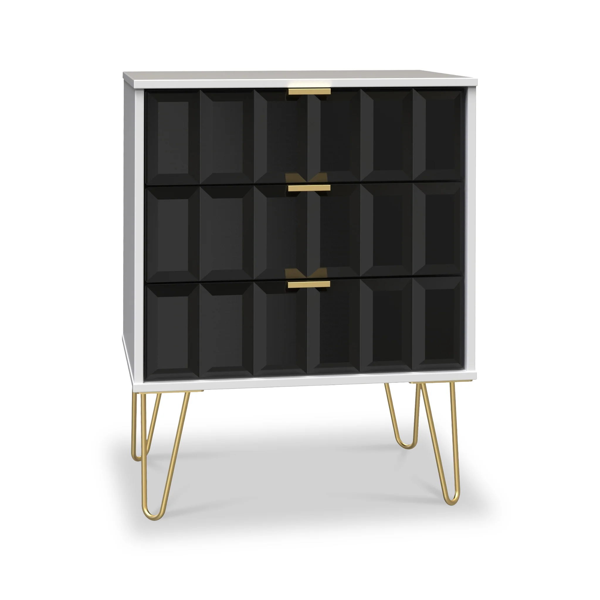 Harlow 3 Drawer Midi Sideboard with Gold Hairpin Legs - Image 3