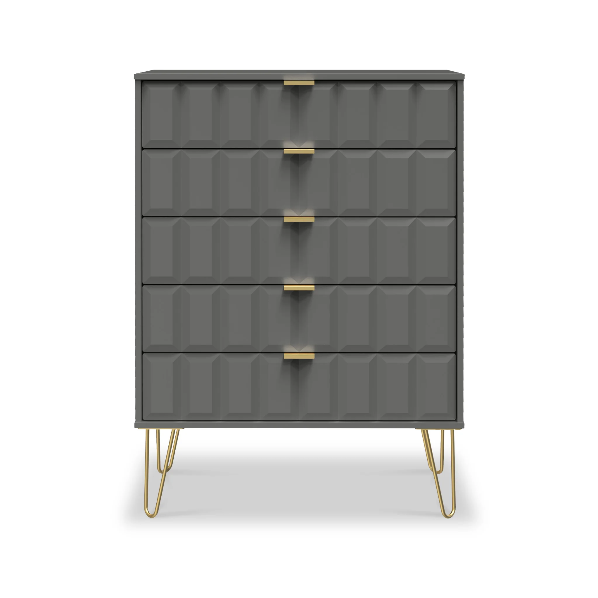 Harlow 5 Drawer Chest with Gold Hairpin Legs - Image 2