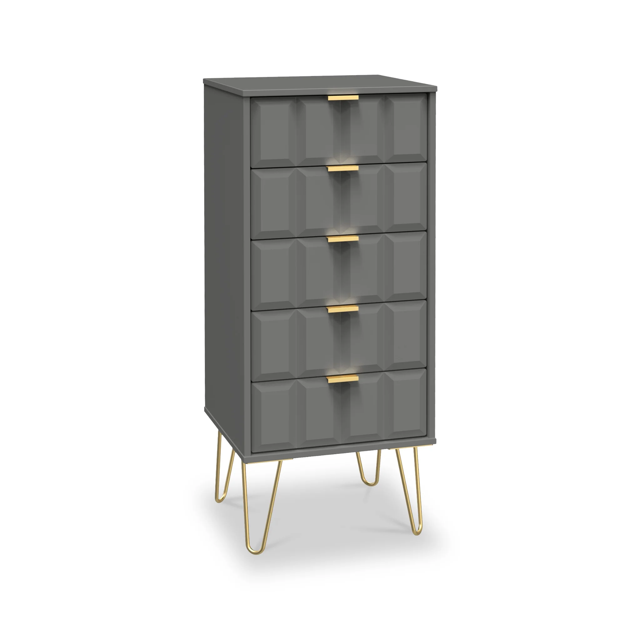 Harlow 5 Drawer Tallboy with Gold Hairpin Legs