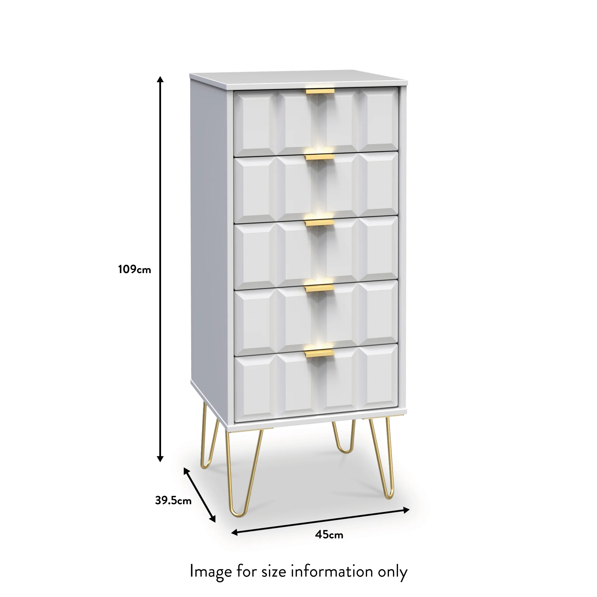 Harlow 5 Drawer Tallboy with Gold Hairpin Legs - Image 13