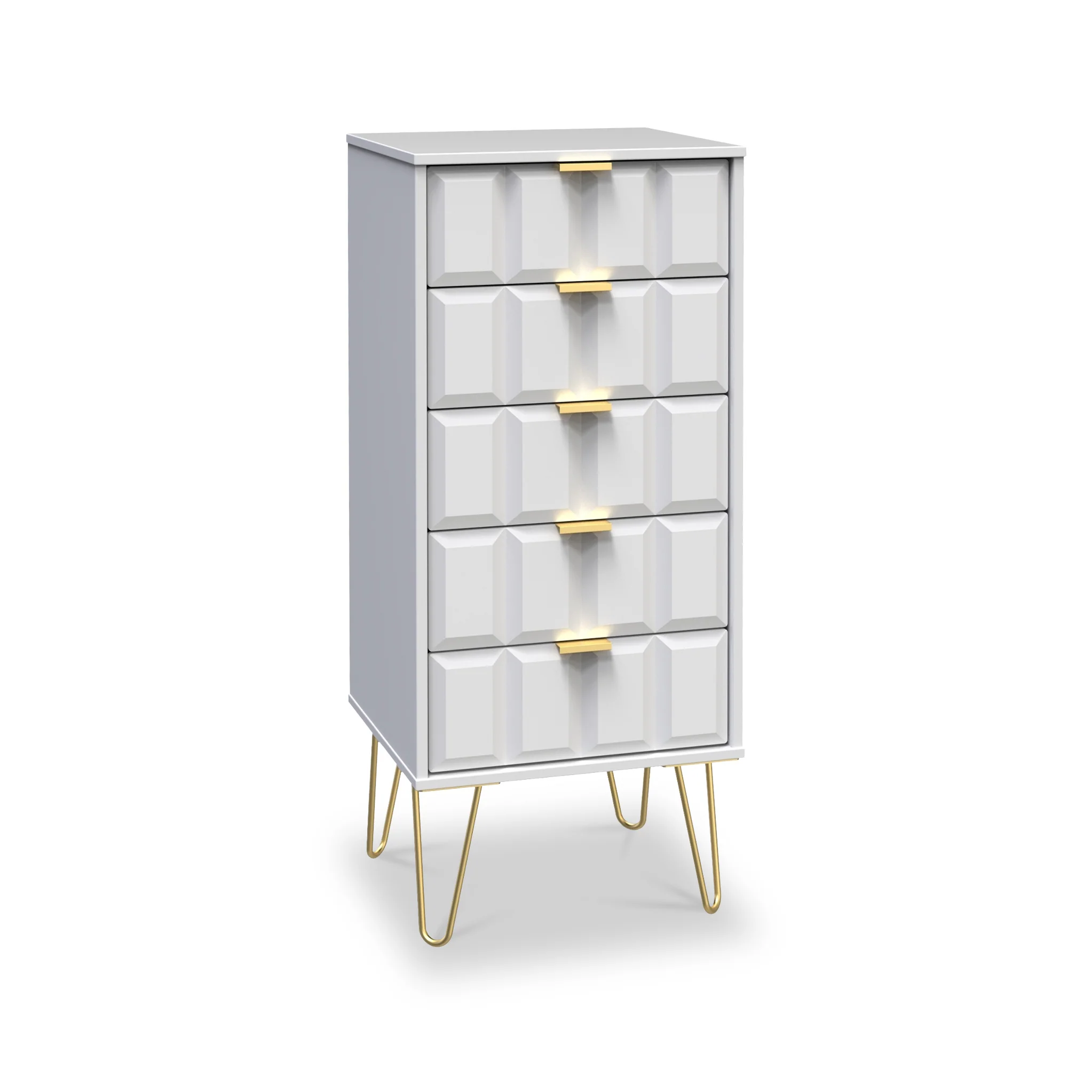 Harlow 5 Drawer Tallboy with Gold Hairpin Legs - Image 4