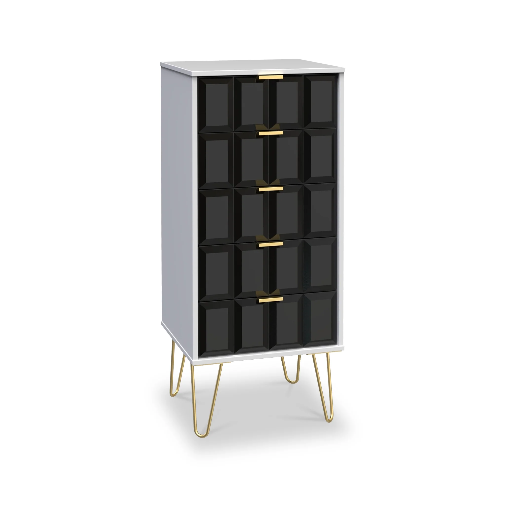 Harlow 5 Drawer Tallboy with Gold Hairpin Legs - Image 7