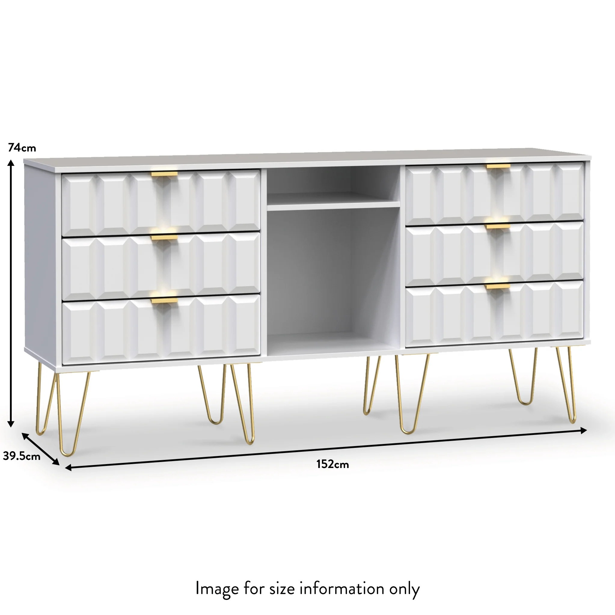 Harlow 6 Drawer Sideboard with Gold Hairpin Legs - Image 10
