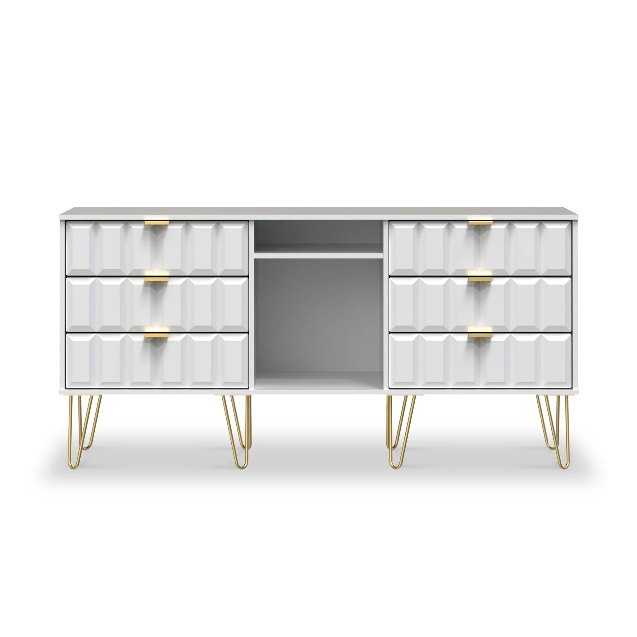 Harlow 6 Drawer Sideboard with Gold Hairpin Legs - Image 3