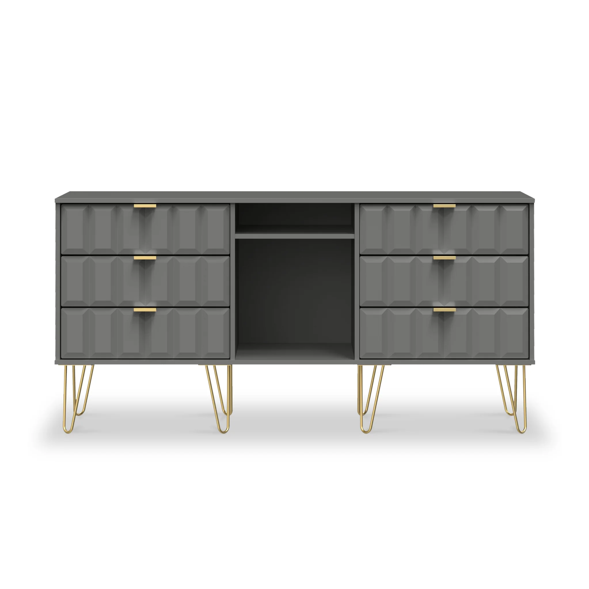 Harlow 6 Drawer Sideboard with Gold Hairpin Legs - Image 5