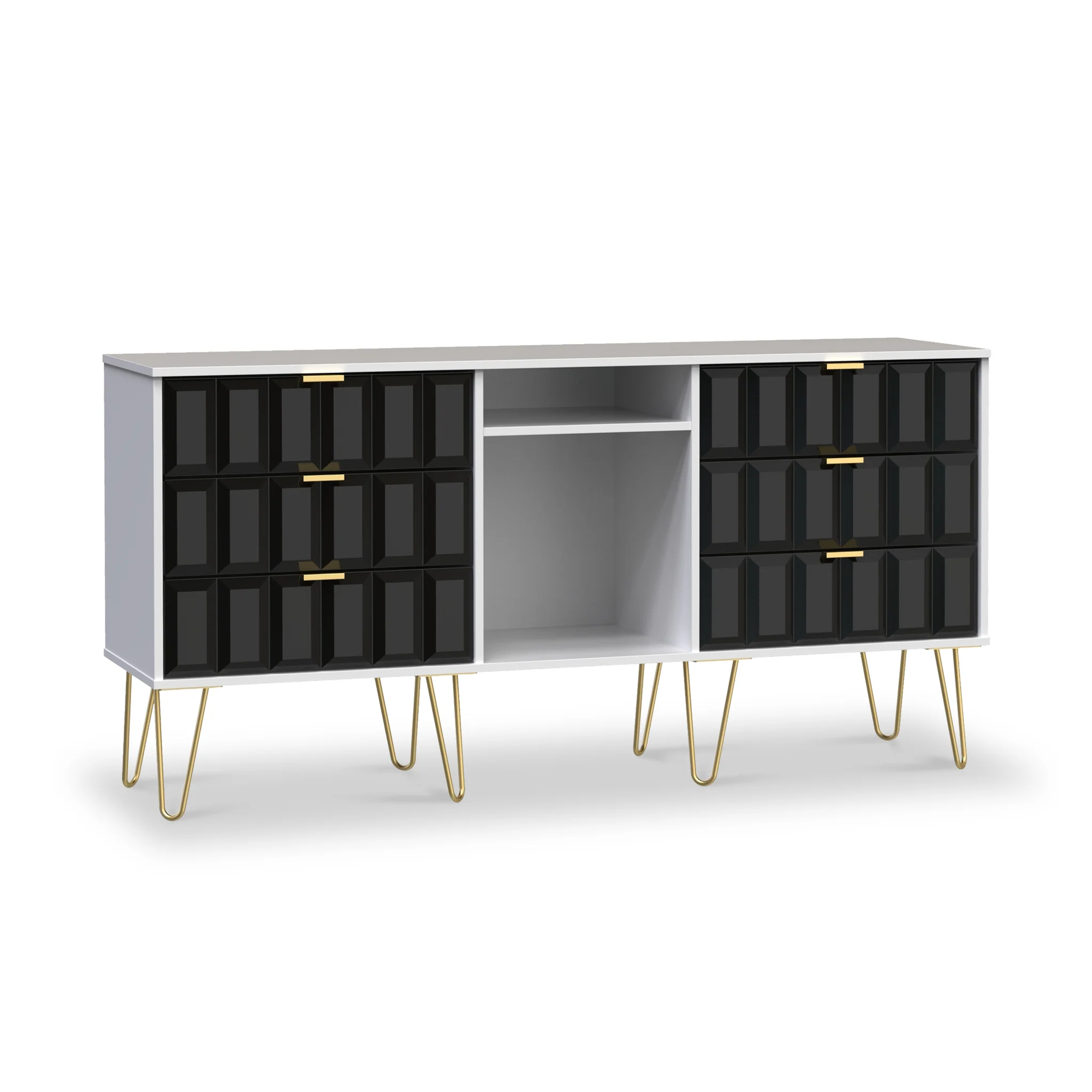 Harlow 6 Drawer Sideboard with Gold Hairpin Legs - Image 6