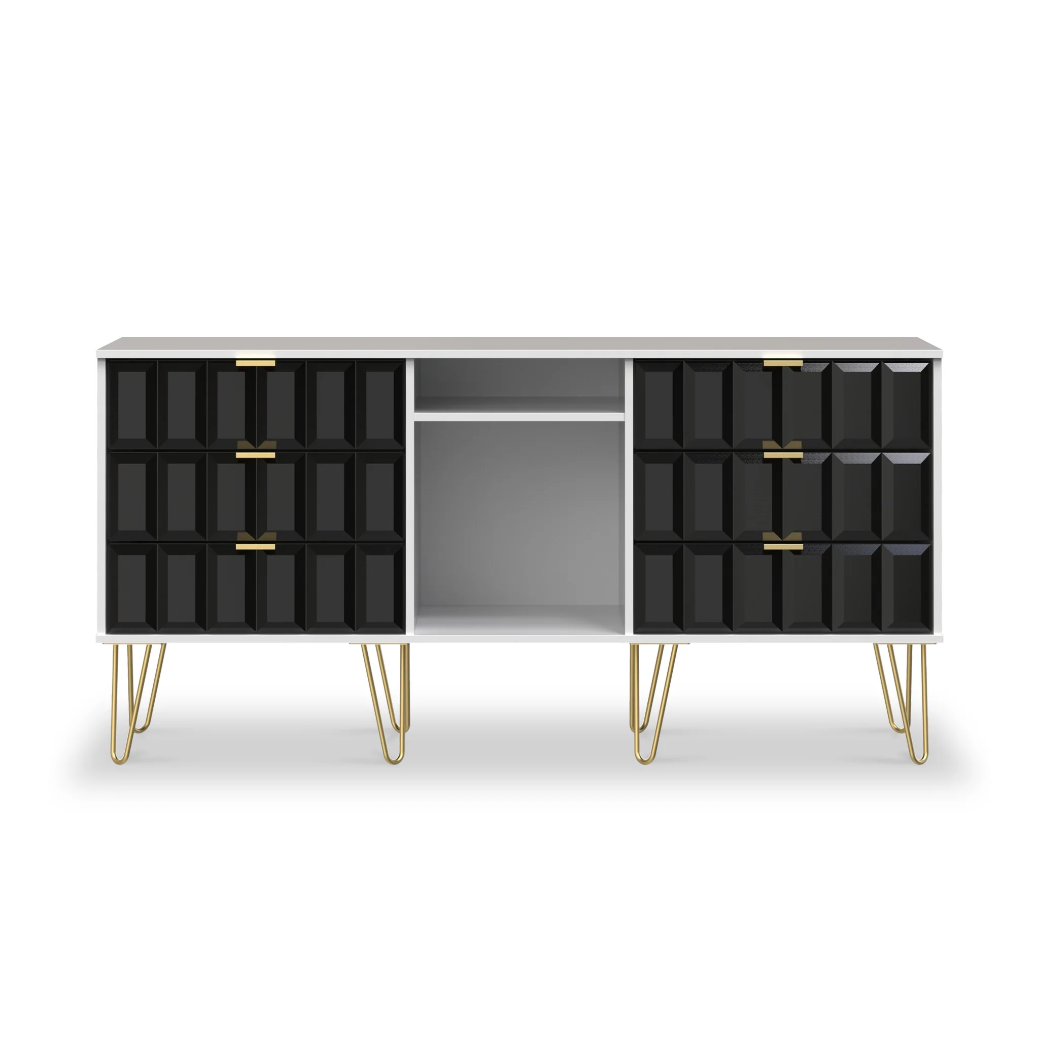 Harlow 6 Drawer Sideboard with Gold Hairpin Legs - Image 7