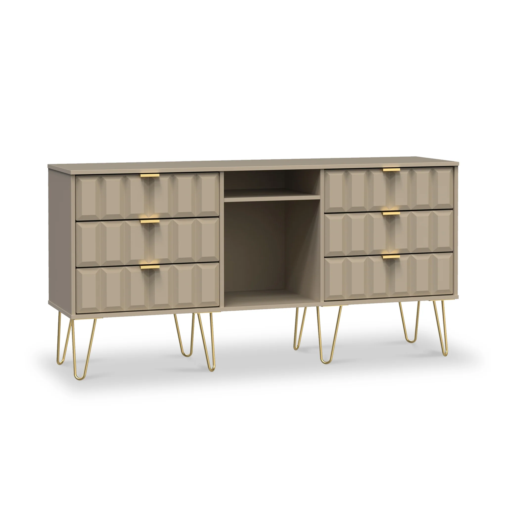 Harlow 6 Drawer Sideboard with Gold Hairpin Legs - Image 8