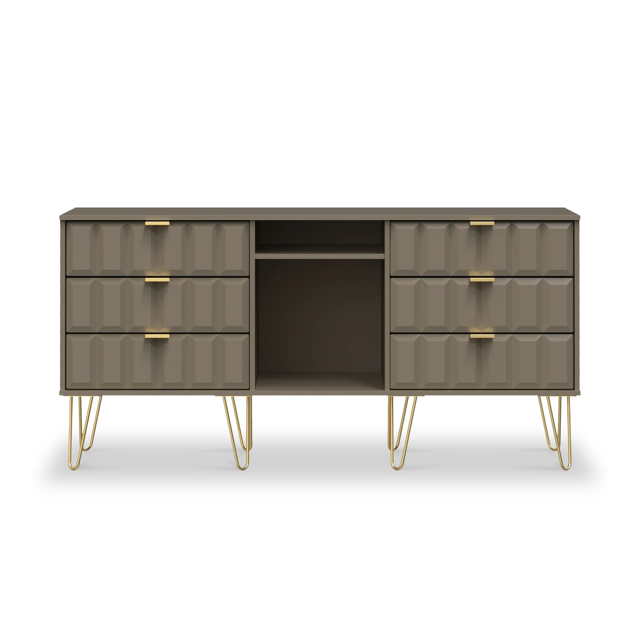 Harlow 6 Drawer Sideboard with Gold Hairpin Legs - Image 9