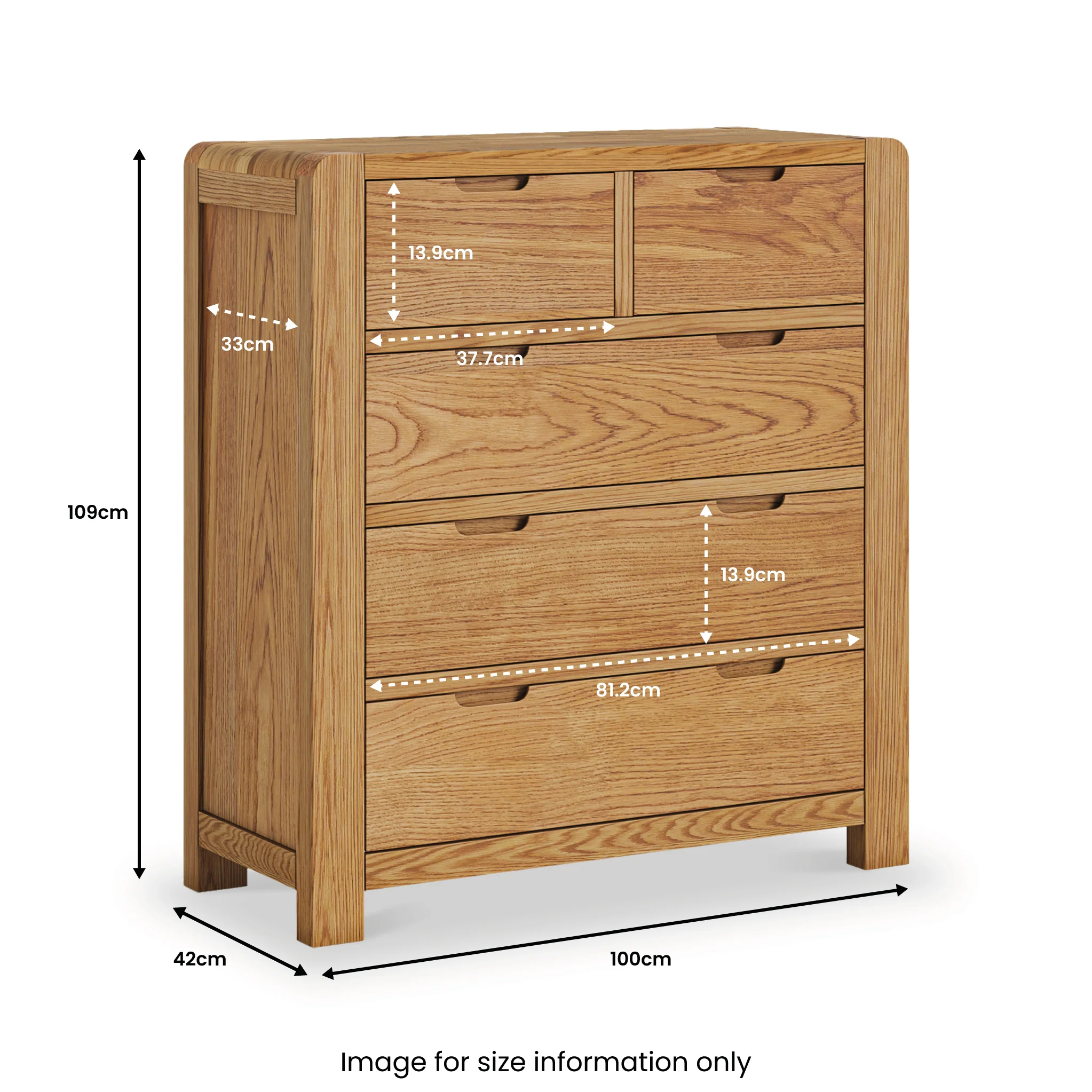 Harvey Oak 2 Over 3 Chest of Drawers - Image 6