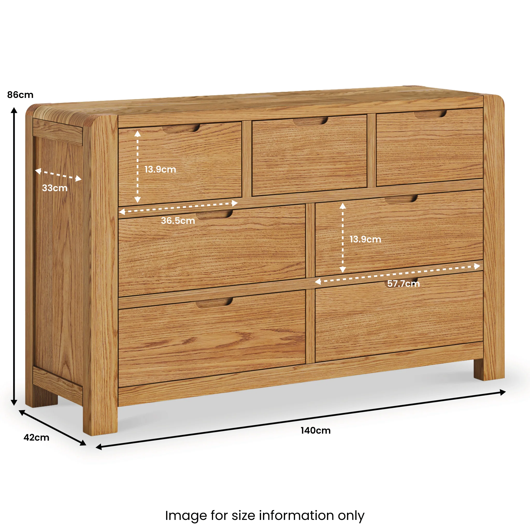 Harvey Oak 3 Over 4 Chest of Drawers - Image 6