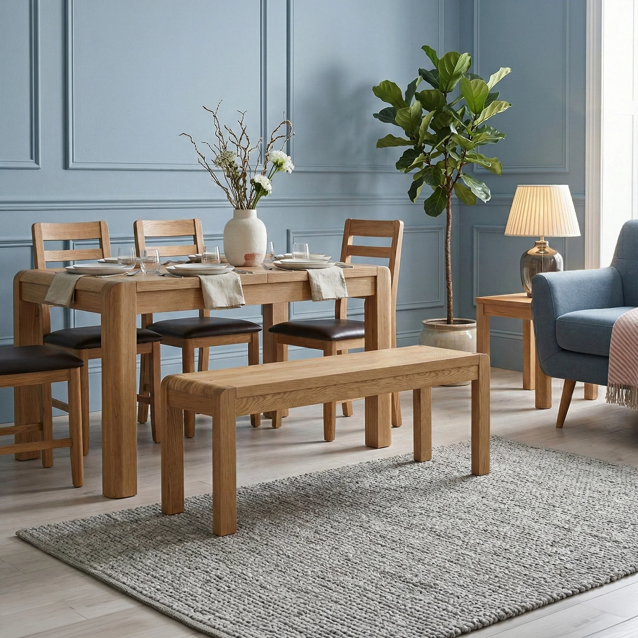 Harvey Oak Compact Extending Dining Table - Image 2