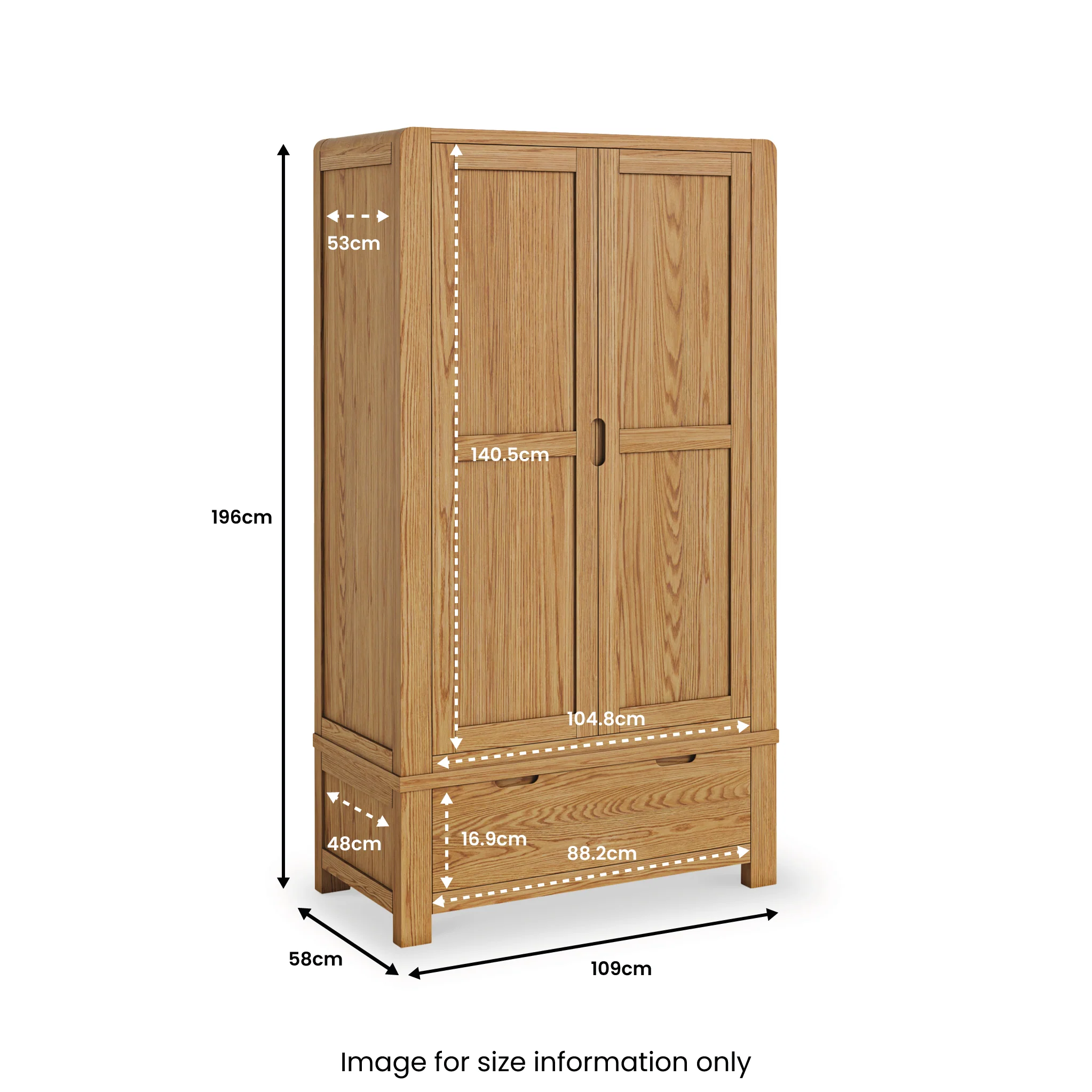 Harvey Oak Double Wardrobe - Image 6