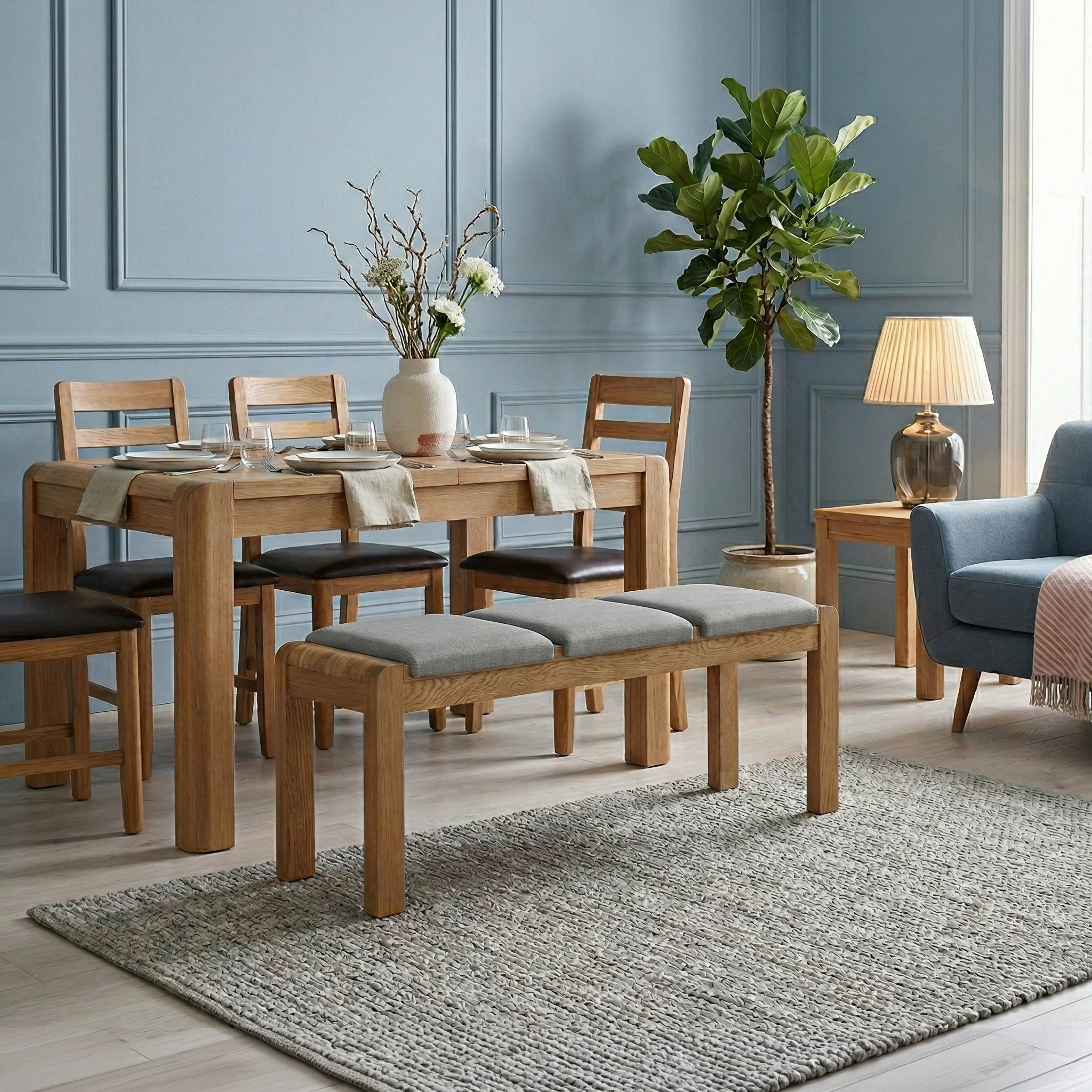 Harvey Oak Set Of 3 Dining Bench Cushions - Image 2