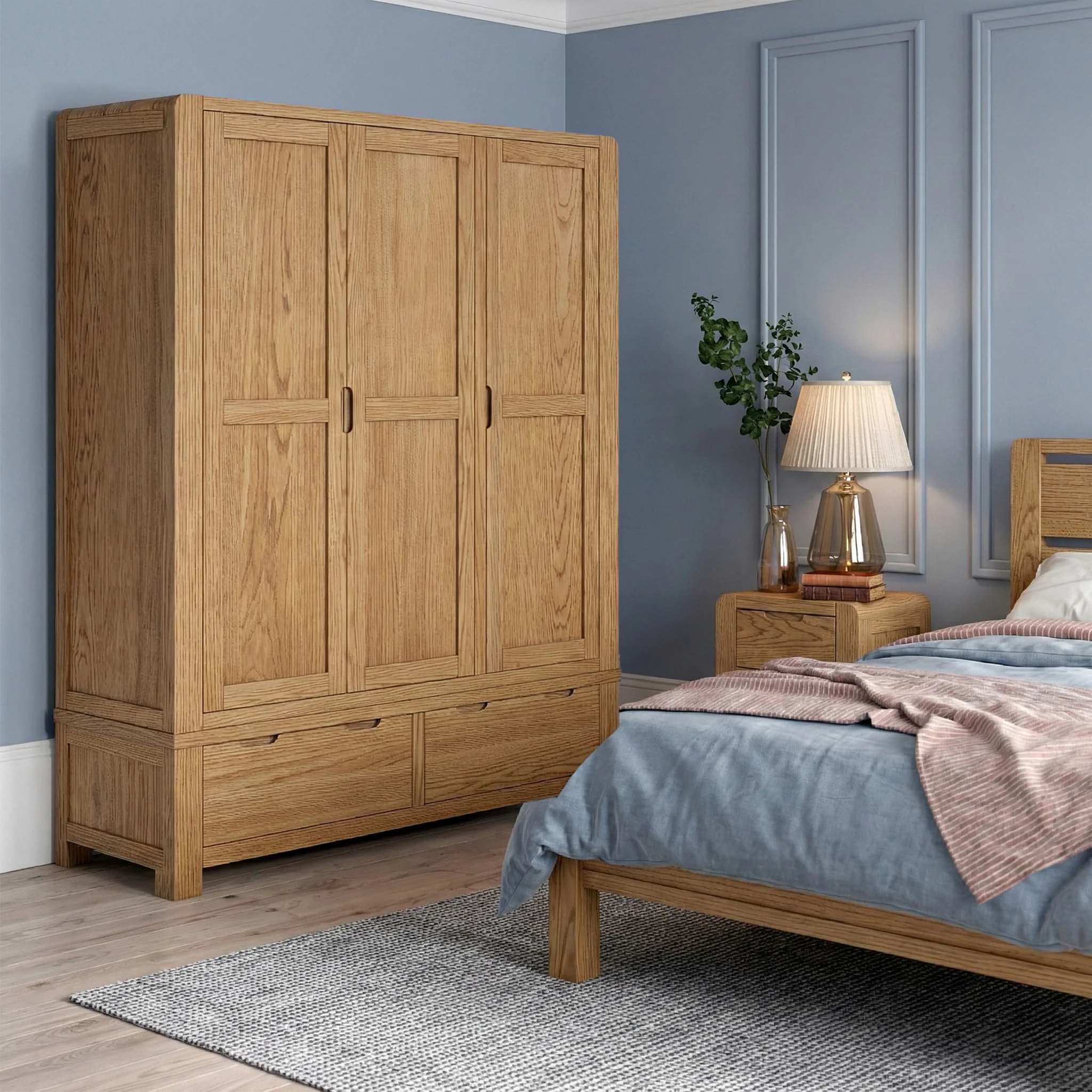 Harvey Oak Triple Wardrobe - Image 2