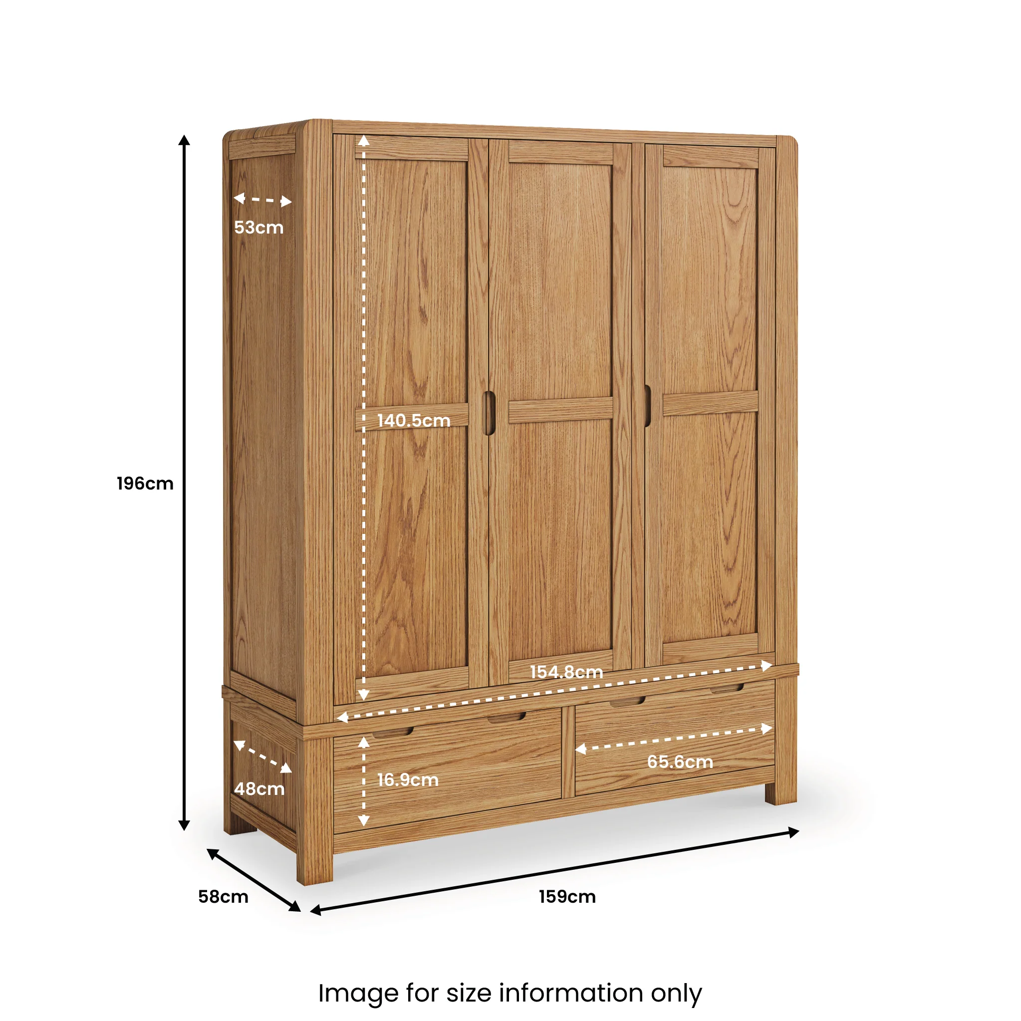 Harvey Oak Triple Wardrobe - Image 6