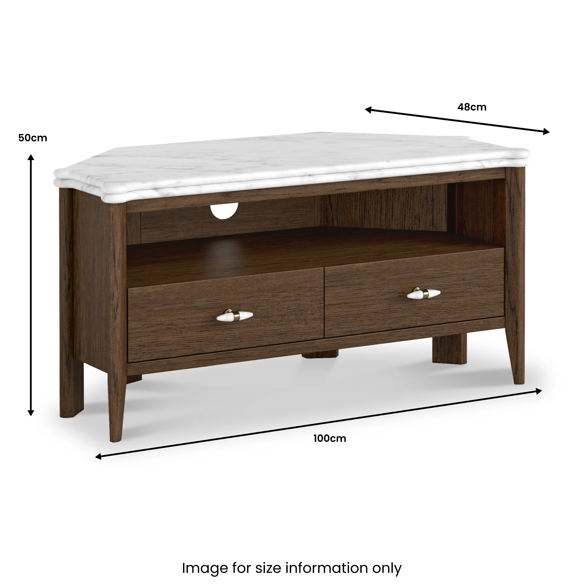 Hawthorne Dark Oak & Marble 100cm Corner TV Unit - Image 6