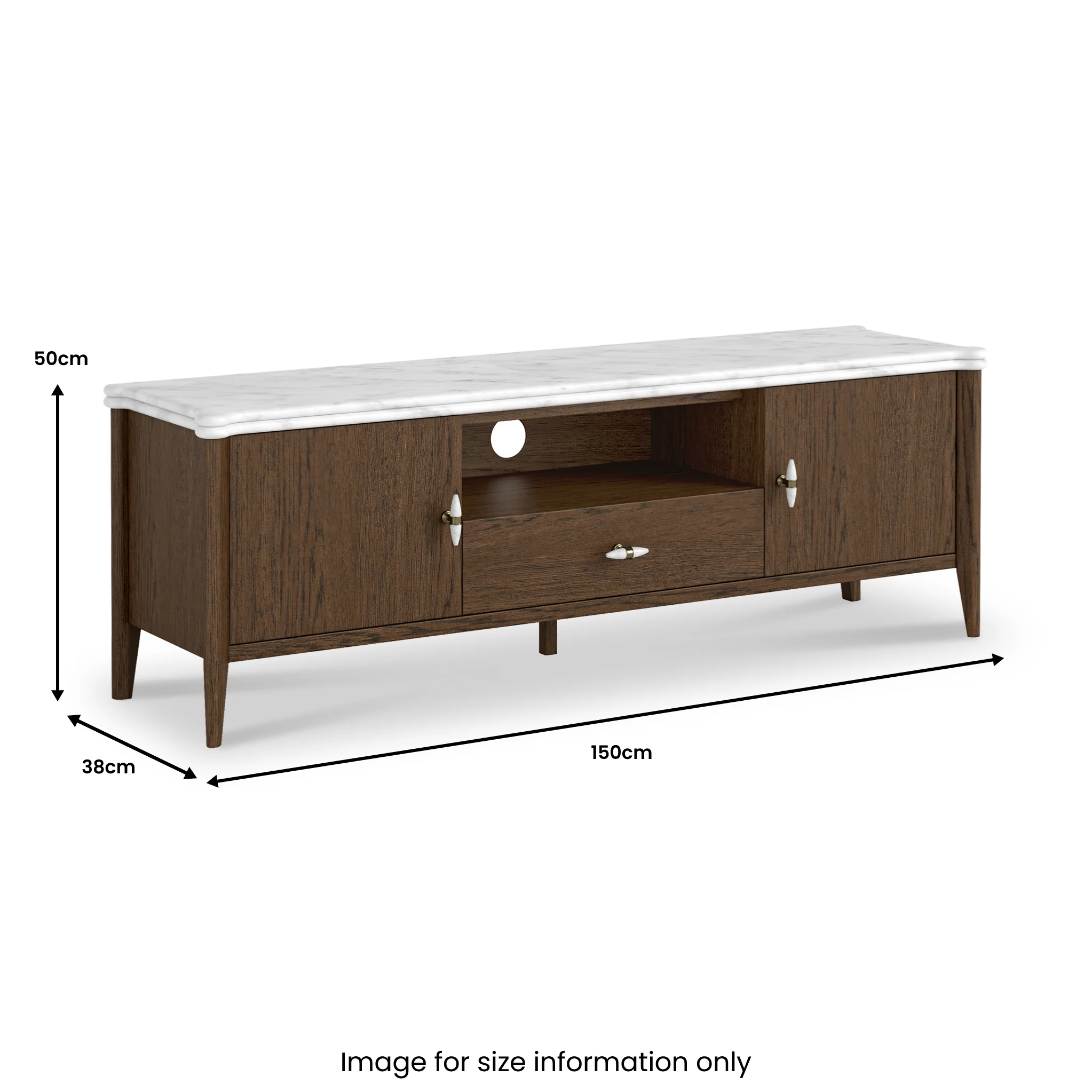 Hawthorne Dark Oak & Marble 150cm Wide TV Unit - Image 5
