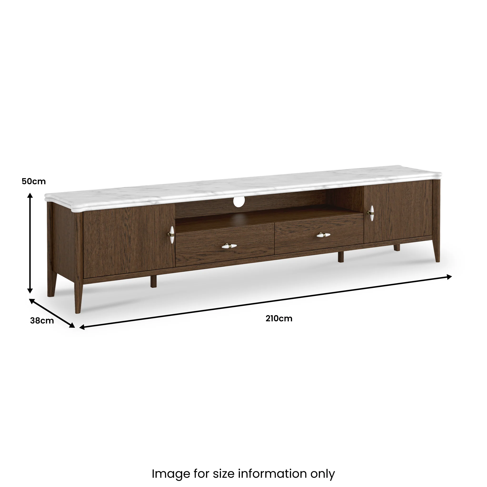 Hawthorne Dark Oak & Marble 210cm Large TV Unit - Image 5