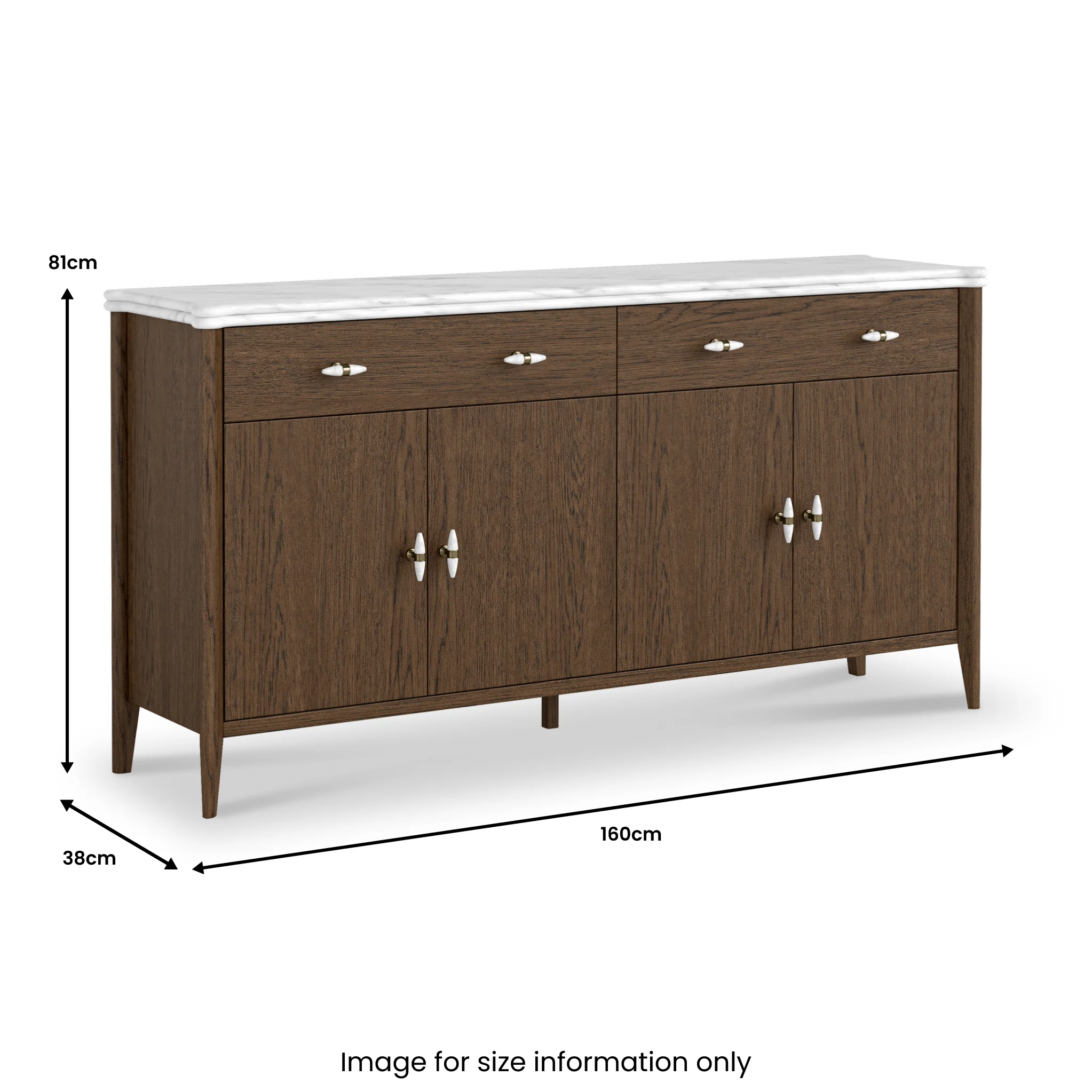 Hawthorne Dark Oak & Marble Extra Large Sideboard - Image 5
