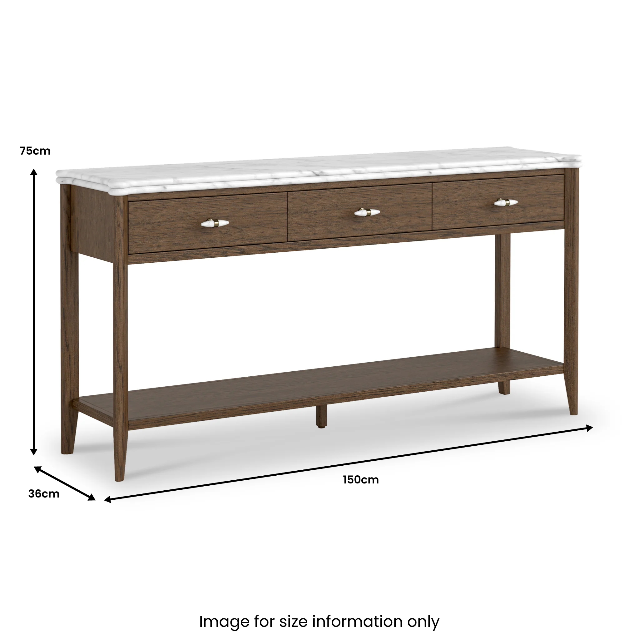 Hawthorne Dark Oak & Marble Large Console Table - Image 5