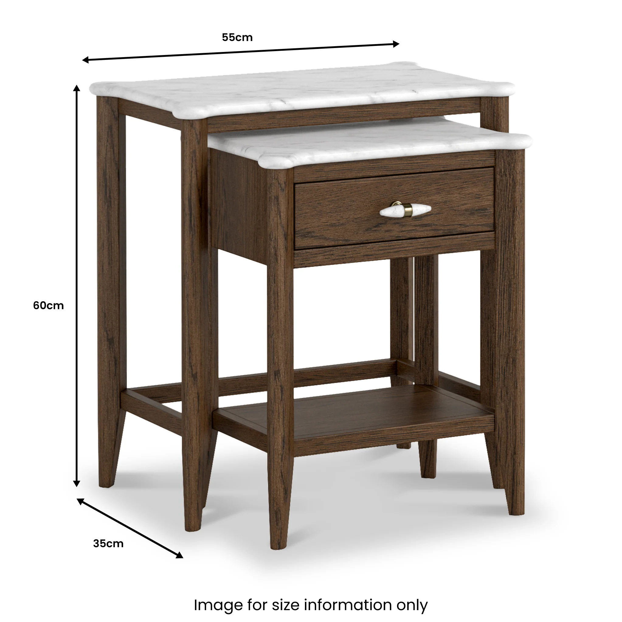 Hawthorne Dark Oak & Marble Nest of Tables - Image 4