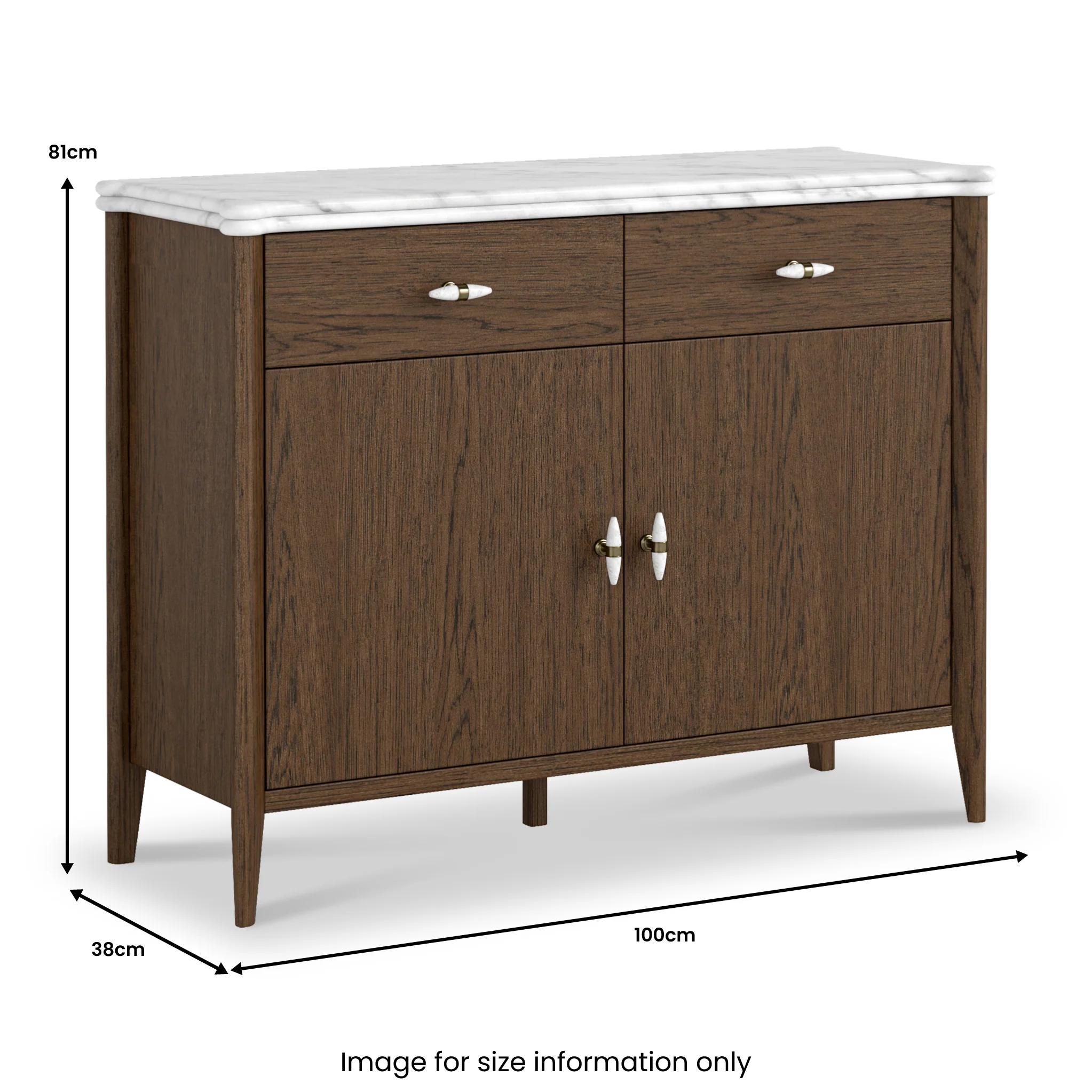 Hawthorne Dark Oak & Marble Small Sideboard - Image 5