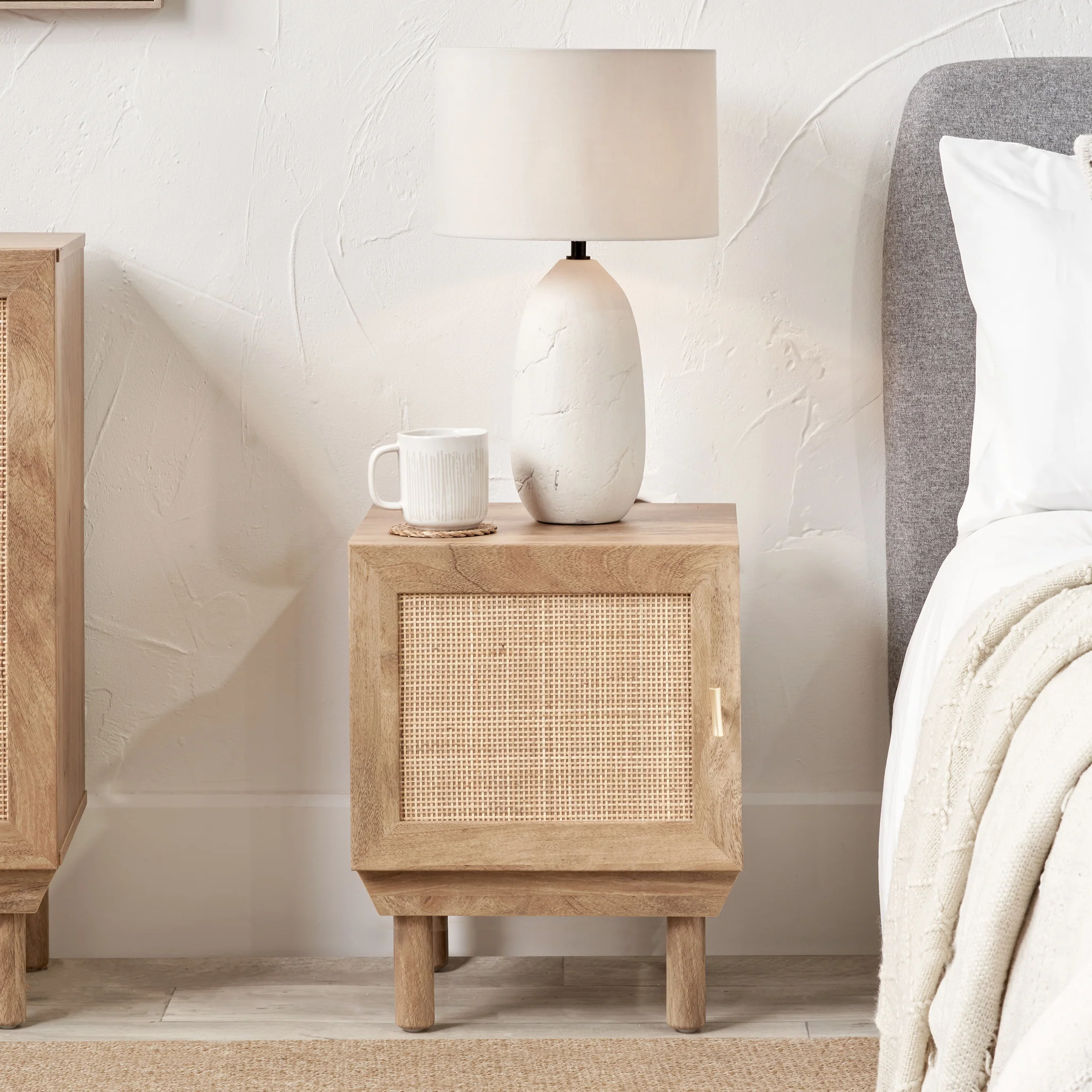 Henrik Natural Rattan 1 Door Bedside Table - Image 2