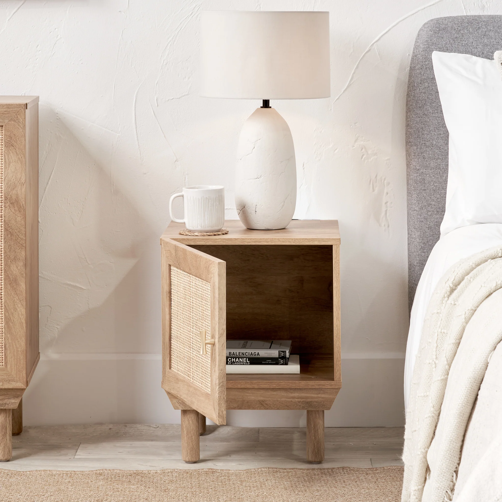 Henrik Natural Rattan 1 Door Bedside Table - Image 4