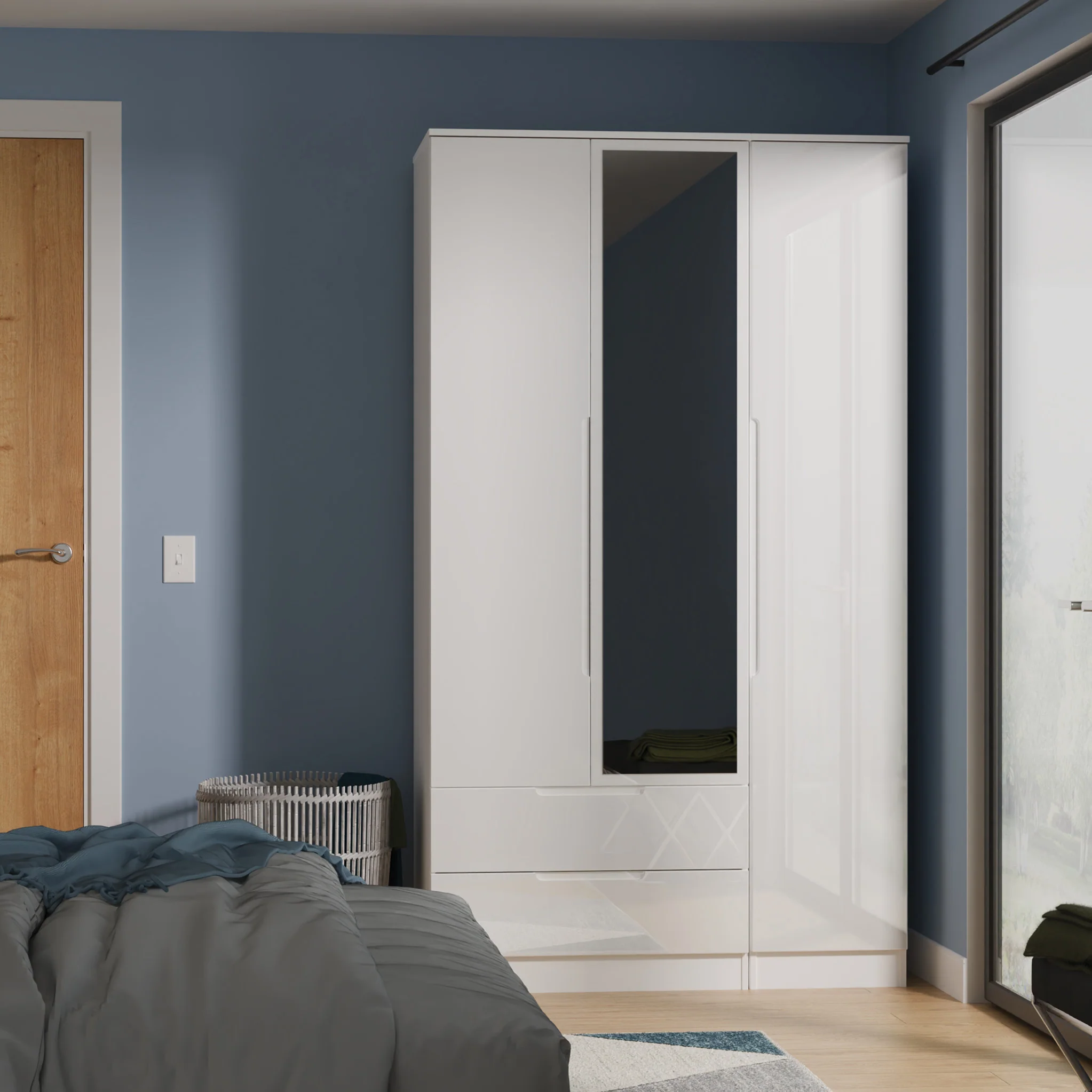 Henshaw 2 Drawer Triple Wardrobe - Image 2