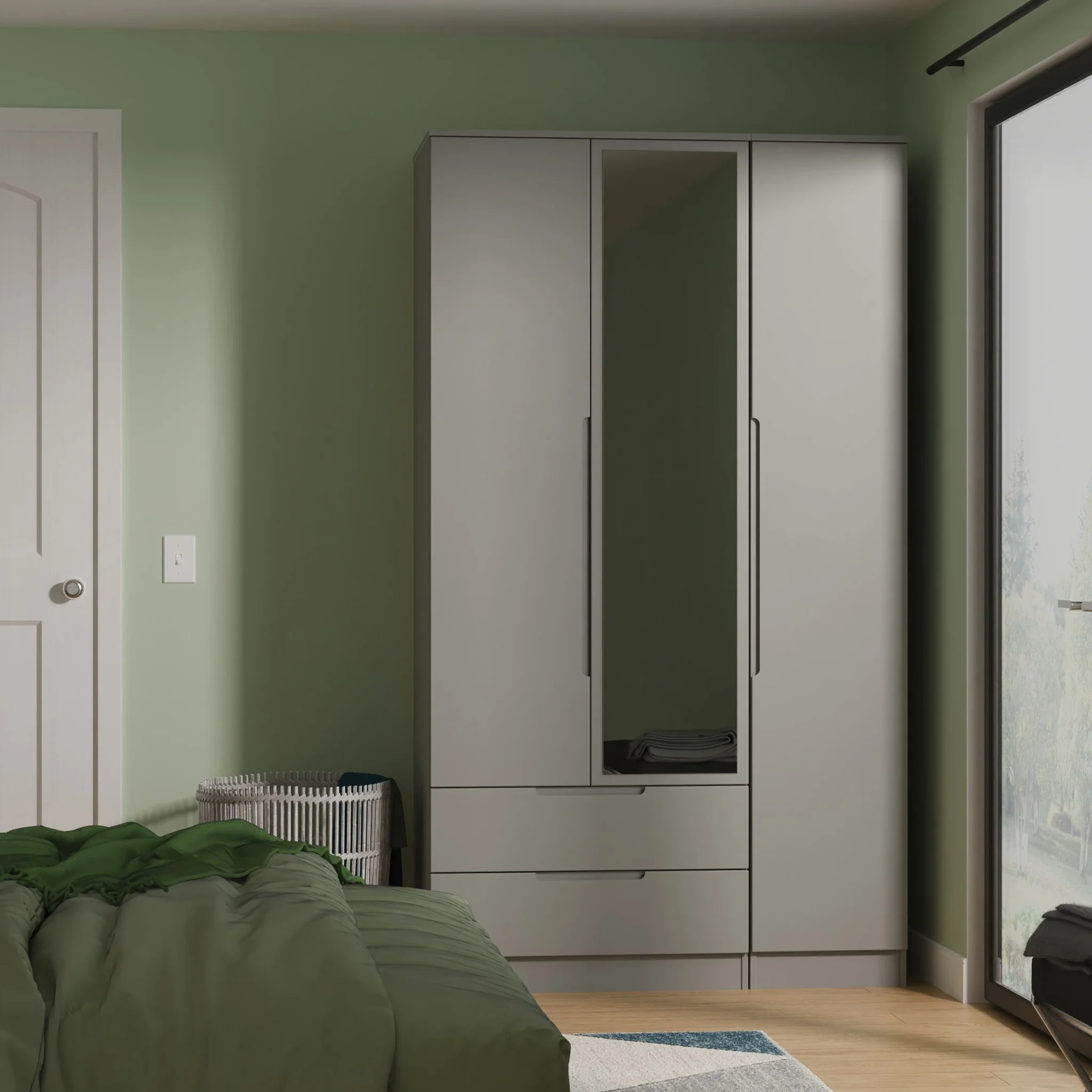 Henshaw 2 Drawer Triple Wardrobe - Image 9