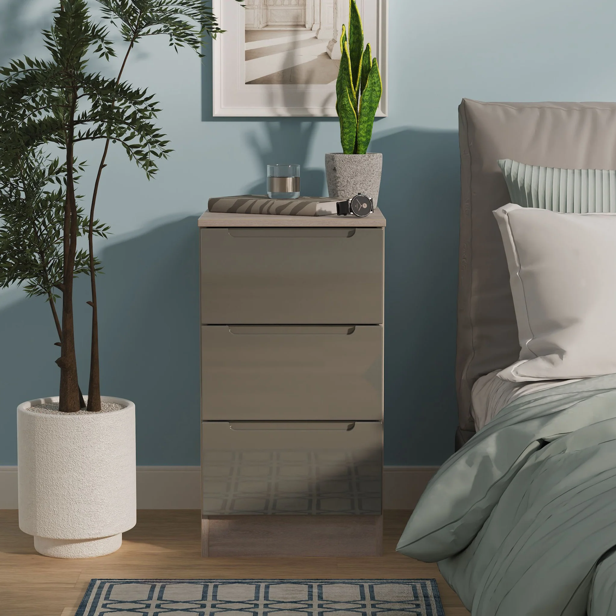 Henshaw 3 Drawer Bedside Table - Image 19
