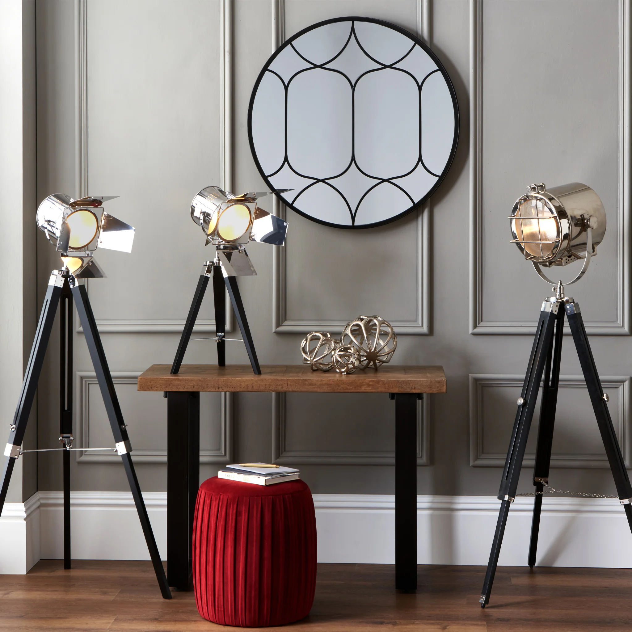 Hereford Silver and Black Tripod Floor Lamp - Image 9