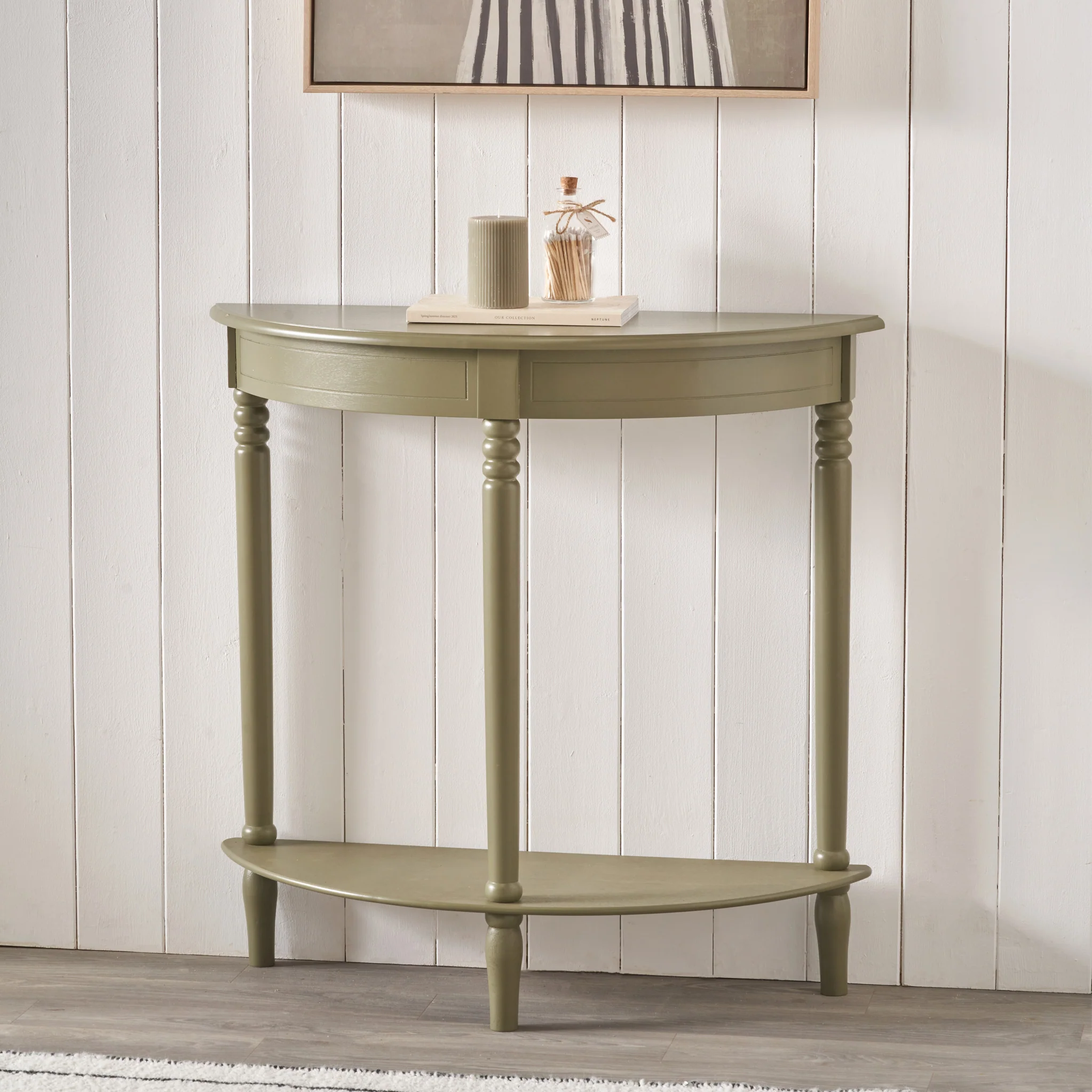 Heritage Pine Half Moon Console Table - Image 21