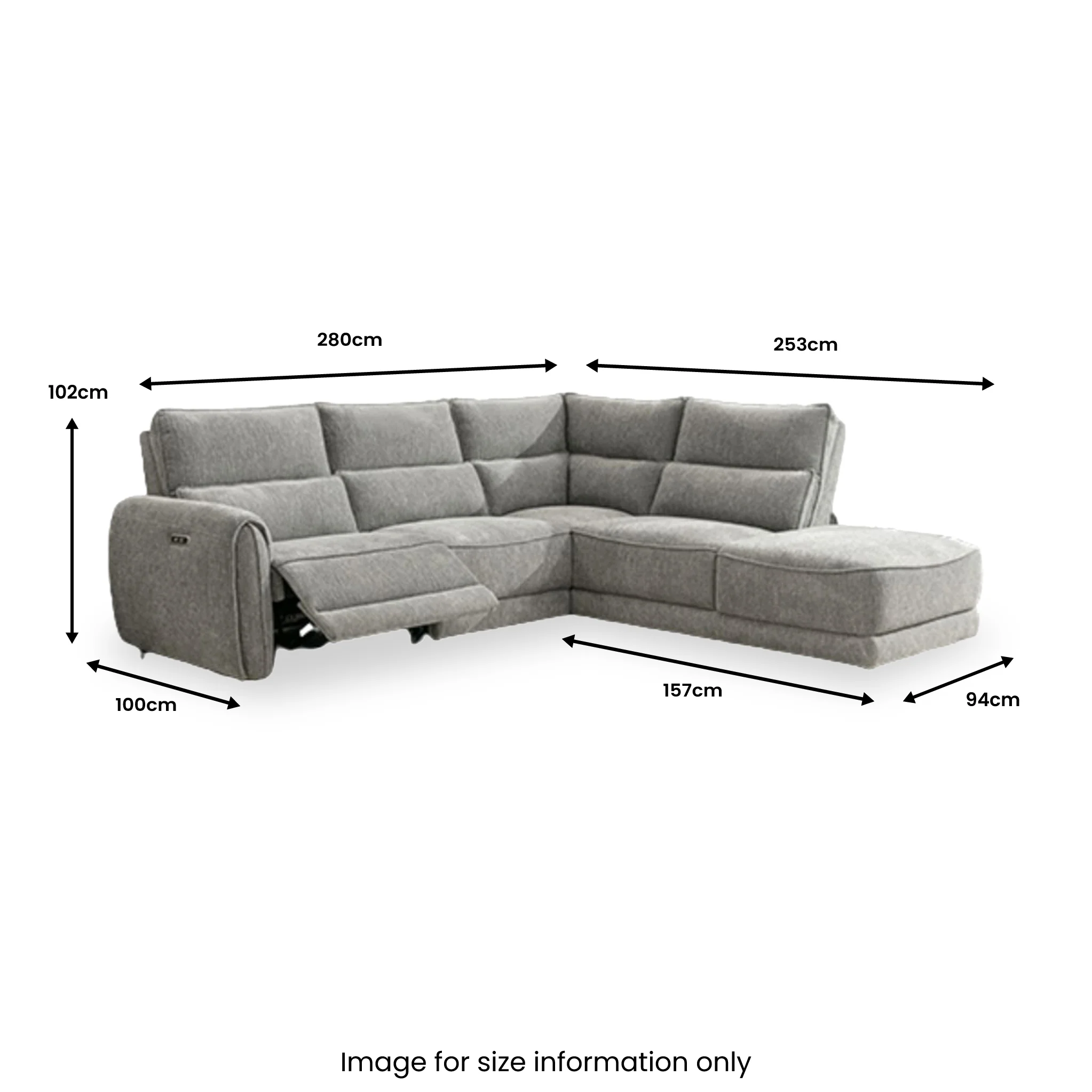 Hesper Grey Power Recliner Corner Sofa - Image 6