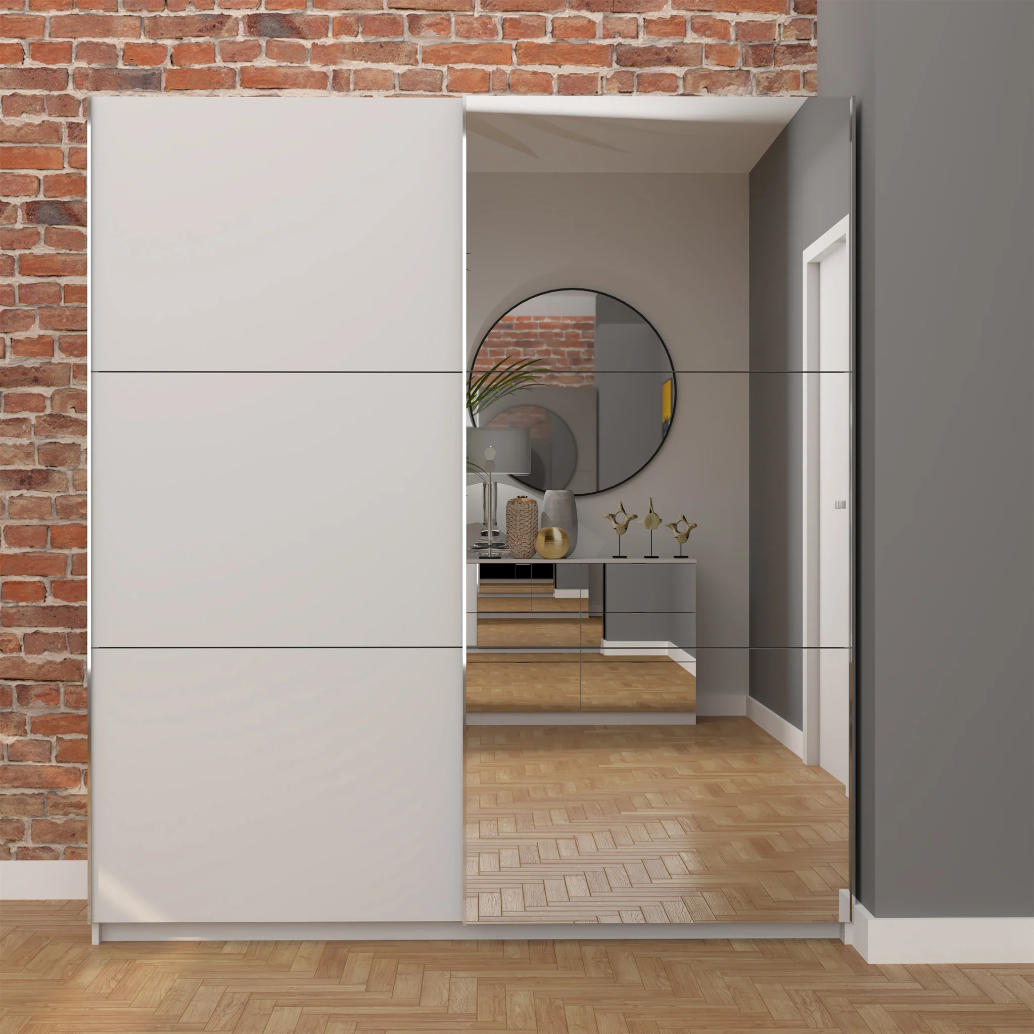 Holland 180cm Sliding 1/2 Mirror Double Wardrobe - Image 10