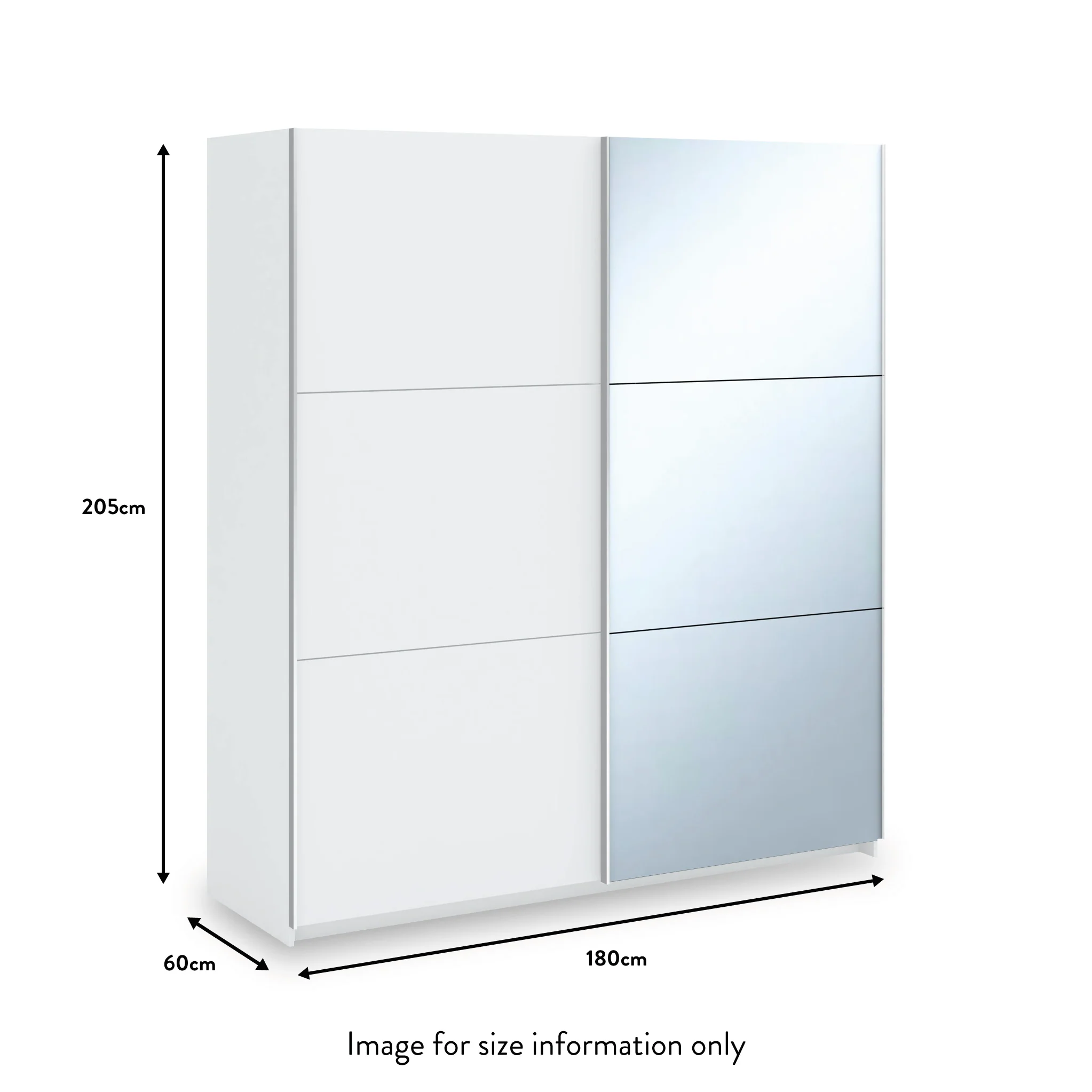Holland 180cm Sliding 1/2 Mirror Double Wardrobe - Image 11