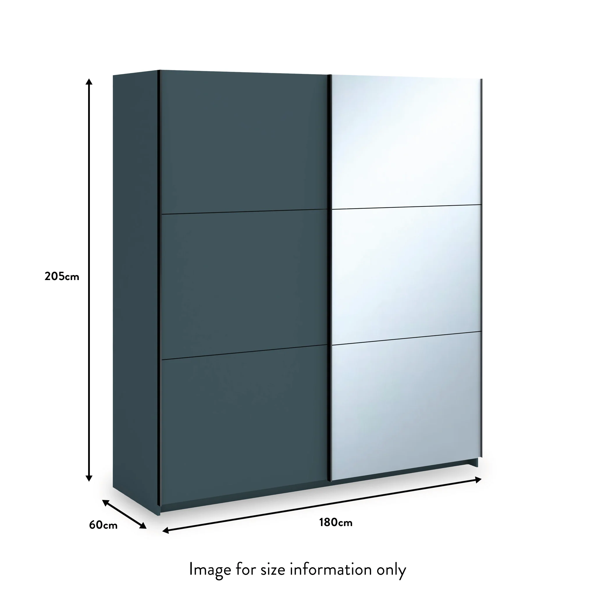 Holland 180cm Sliding 1/2 Mirror Double Wardrobe - Image 5
