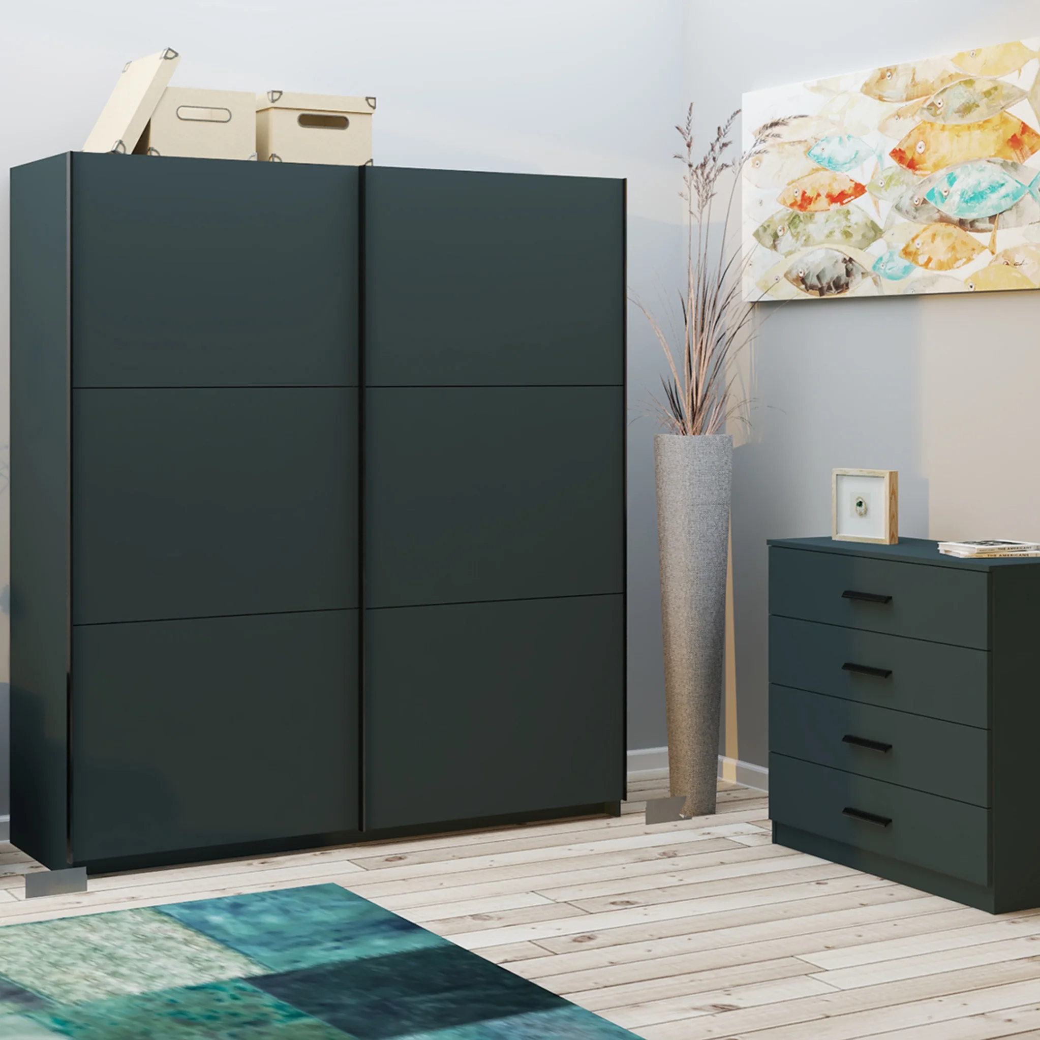 Holland 180cm Sliding Double Wardrobe - Image 2
