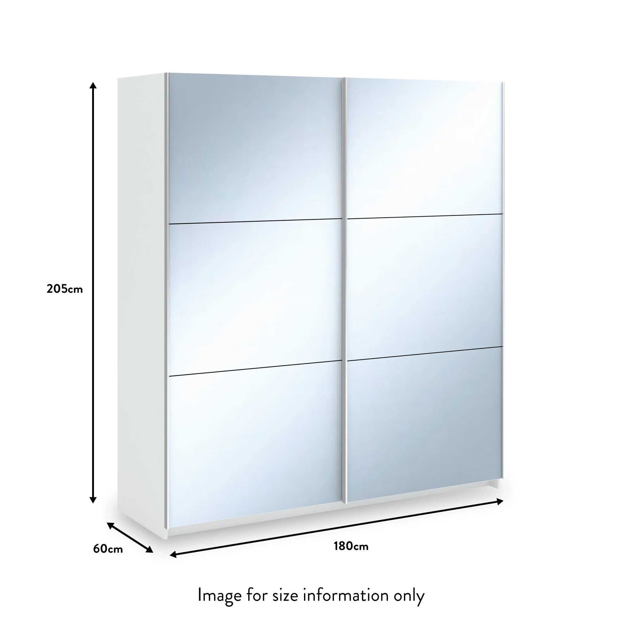Holland 180cm Sliding Full Mirror Double Wardrobe - Image 11