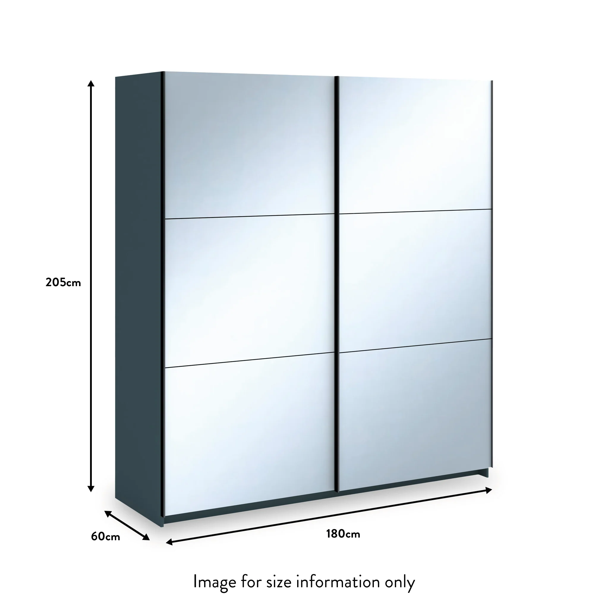 Holland 180cm Sliding Full Mirror Double Wardrobe - Image 5