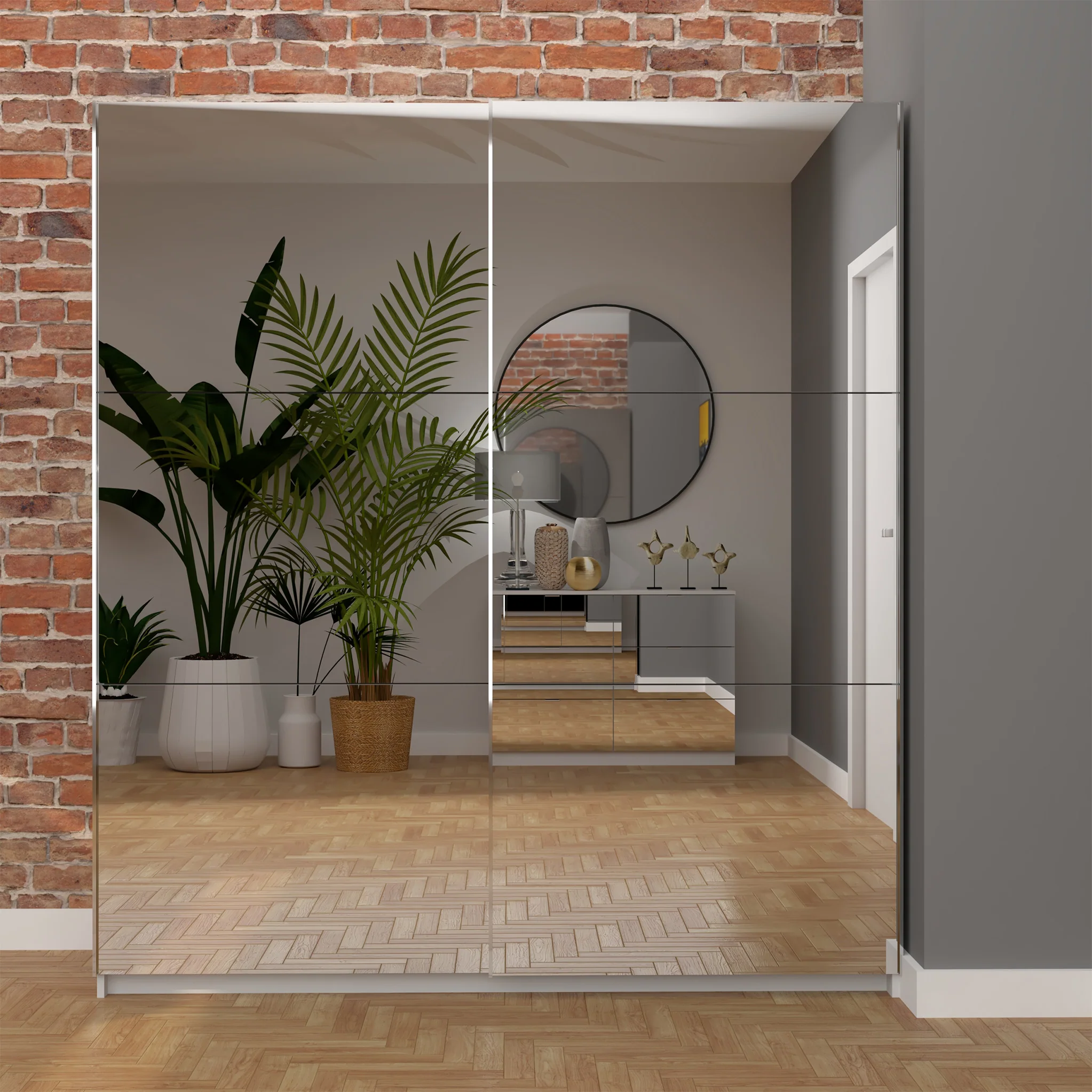 Holland 180cm Sliding Full Mirror Double Wardrobe - Image 7