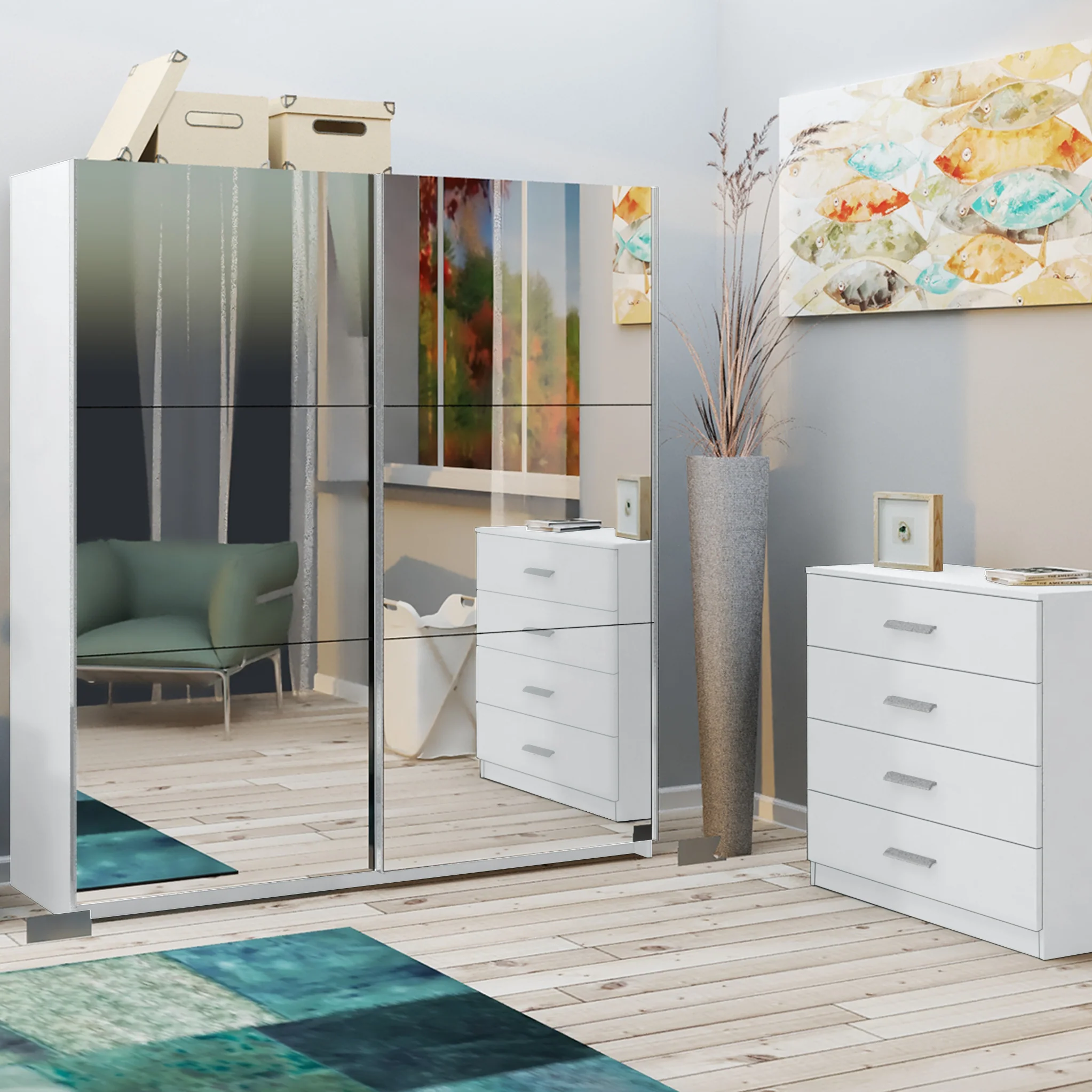 Holland 180cm Sliding Full Mirror Double Wardrobe - Image 8