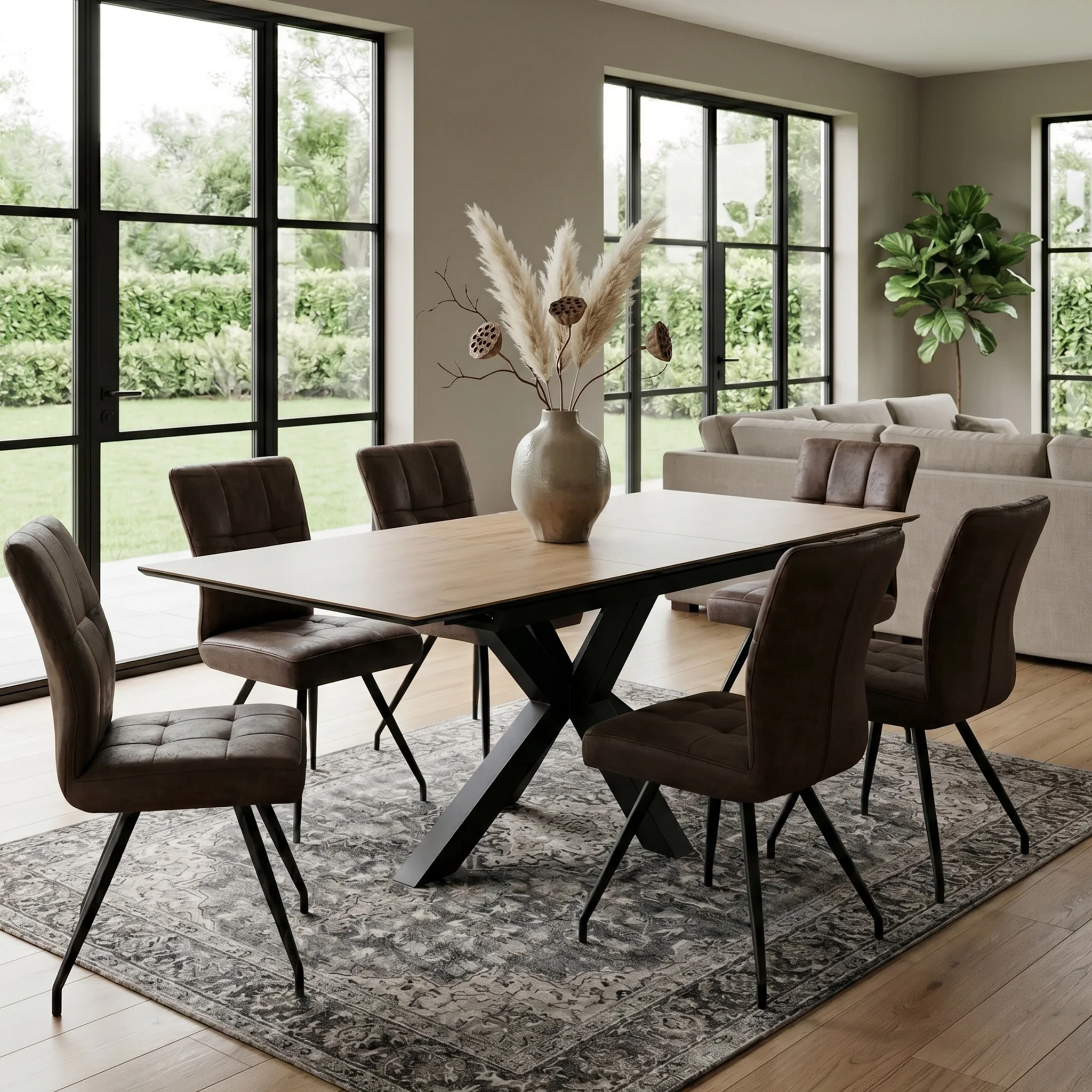 Hurley Wood 120-160cm Extending Ceramic Dining Table - Image 2