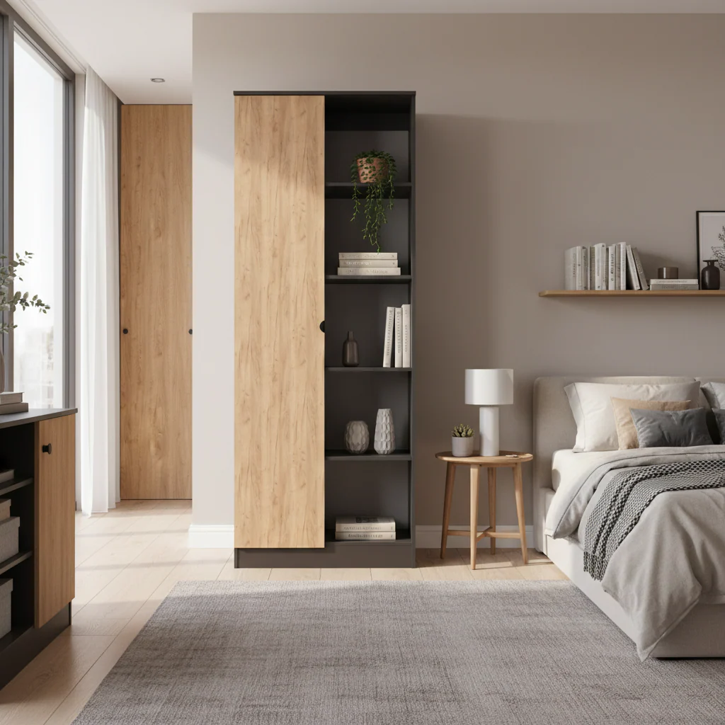 Huxley 1 Door Wardrobe with Open Shelves - Image 10