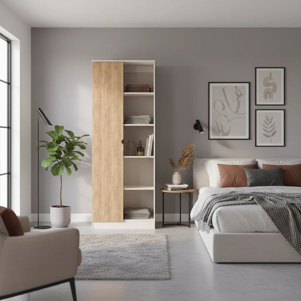 Huxley 1 Door Wardrobe with Open Shelves - Image 2